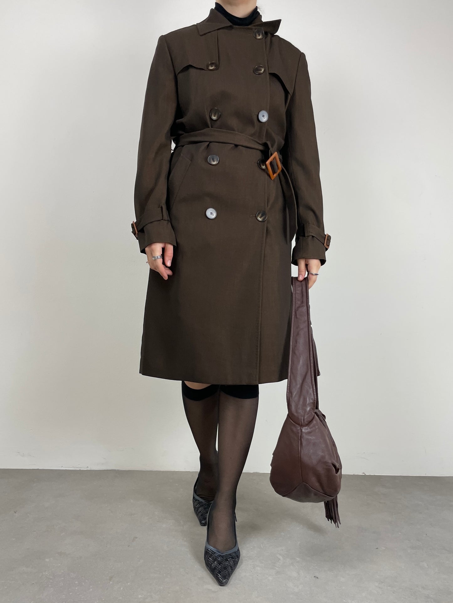Trench in lana marrone