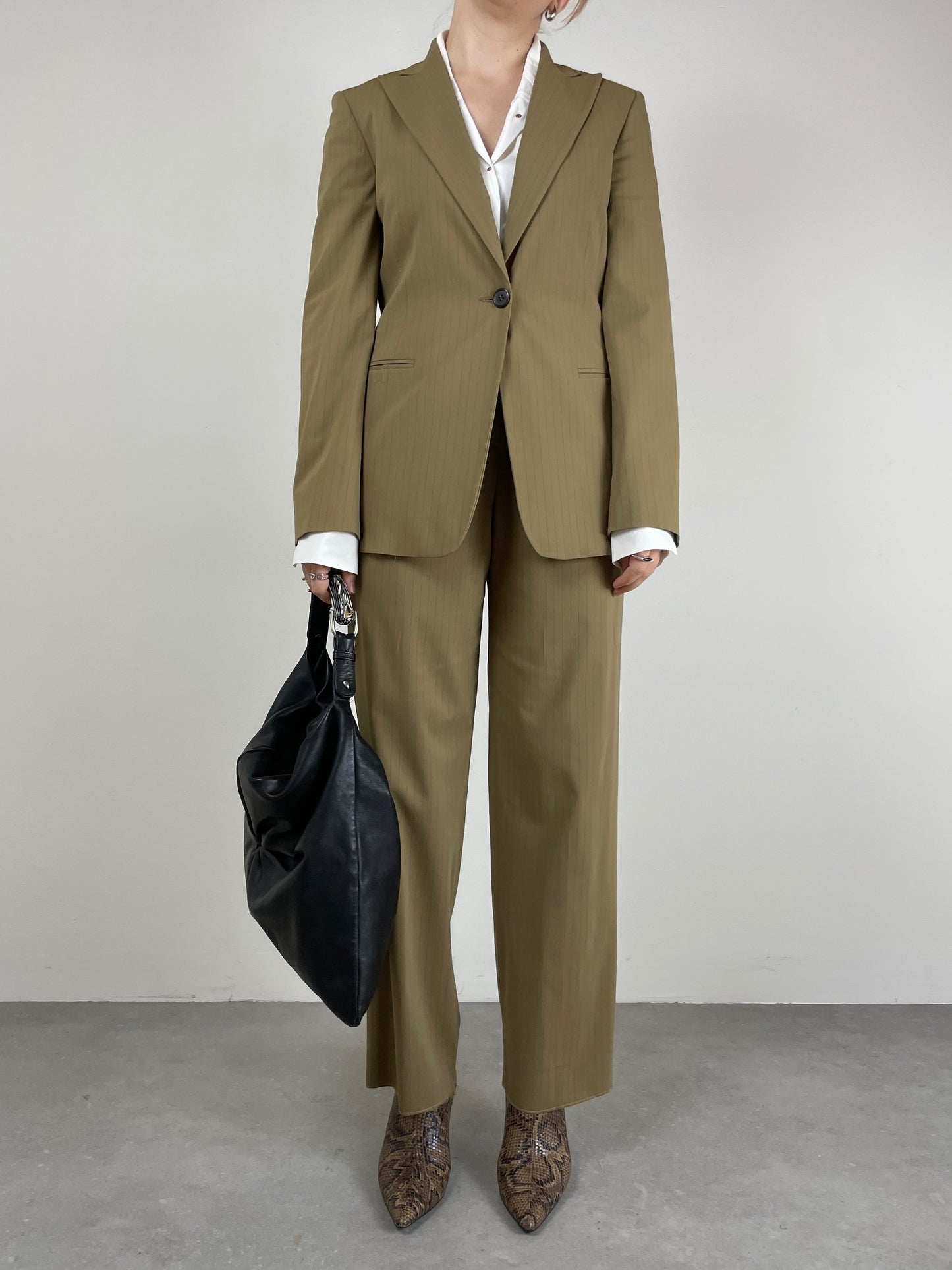 Completo vintage Made in Italy in misto lana gessato
