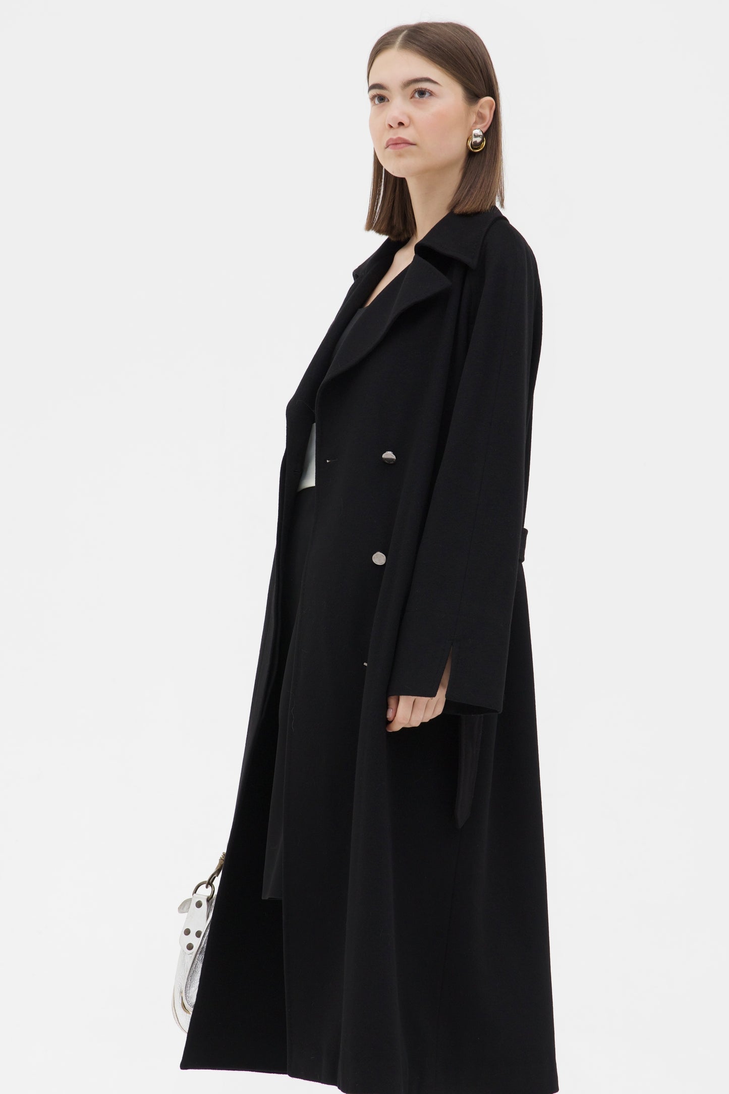 Cappotto vintage nero in lana e cashmere