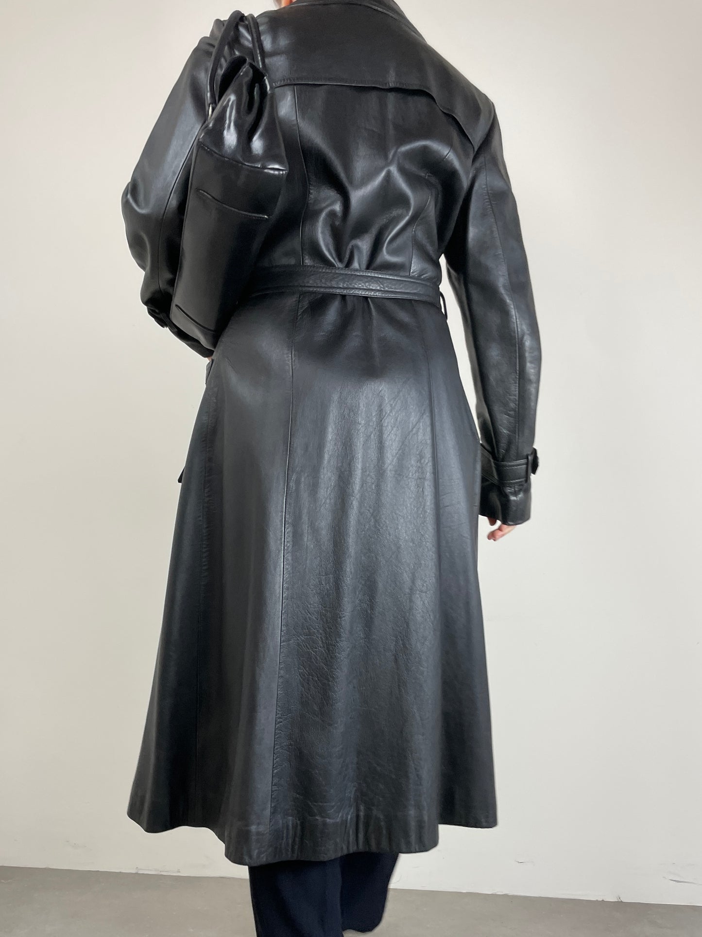 Trench vintage in vera pelle
