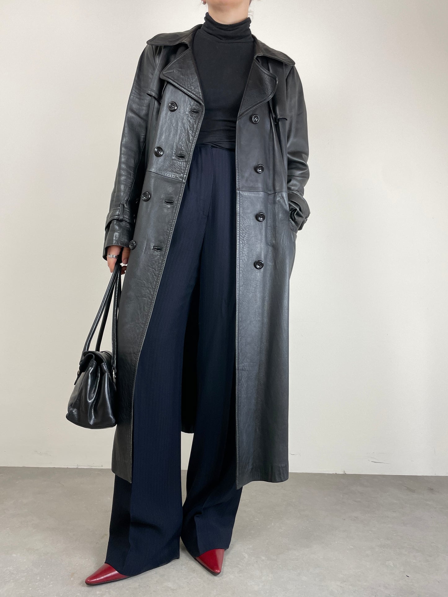 Trench vintage in vera pelle
