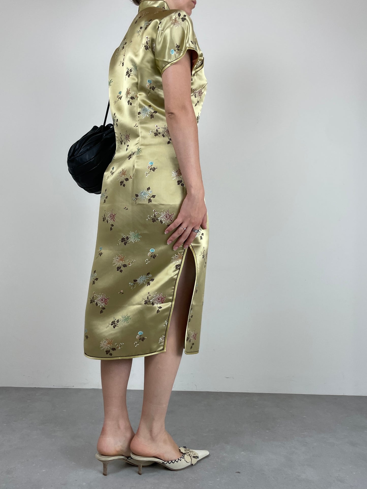 Qipao sartoriale in jacquard di viscosa