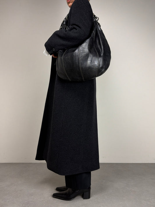 Maxi borsa a spalla o tracolla in vera pelle effetto lucertola