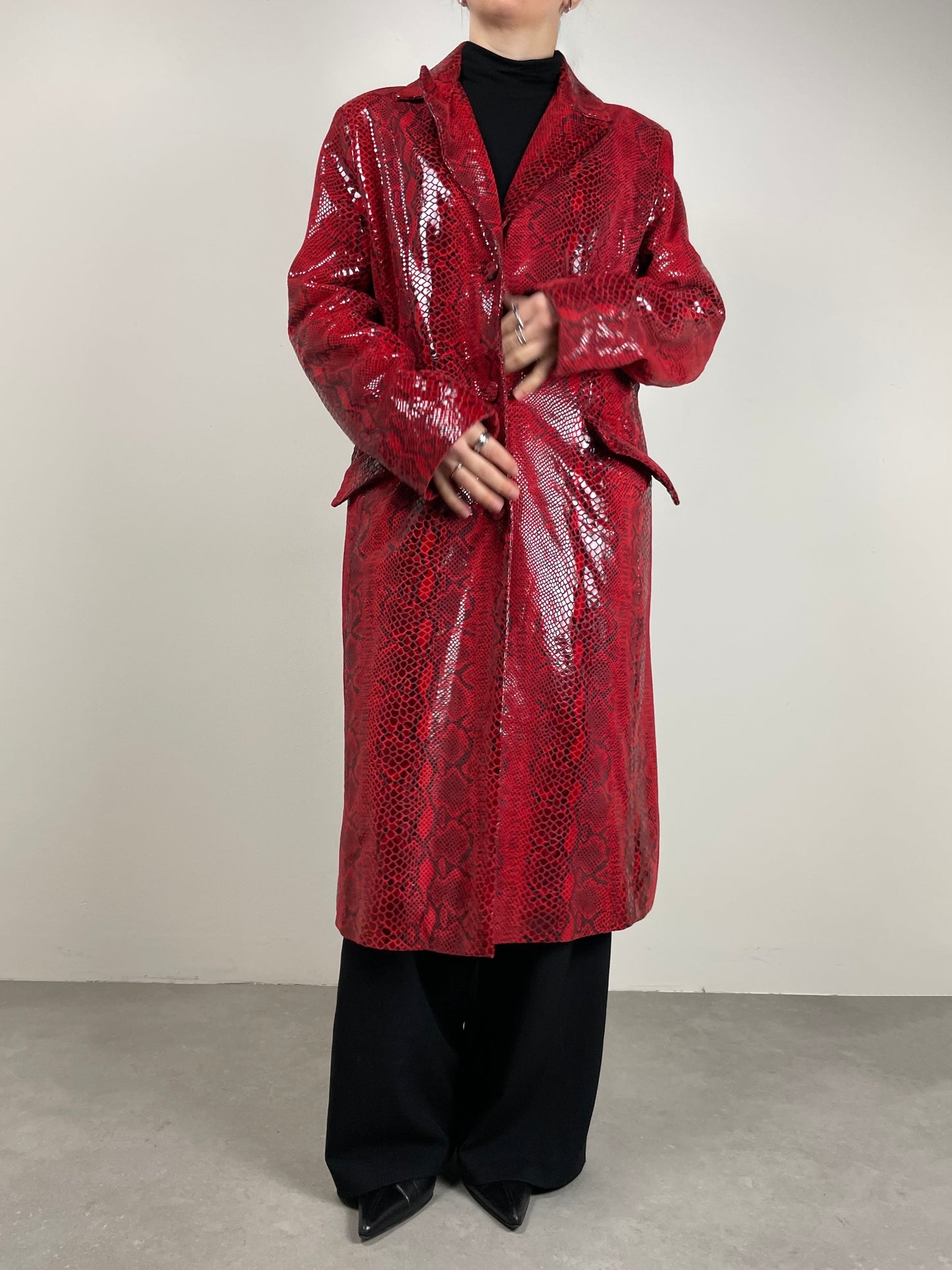 Trench in vera pelle pitonata
