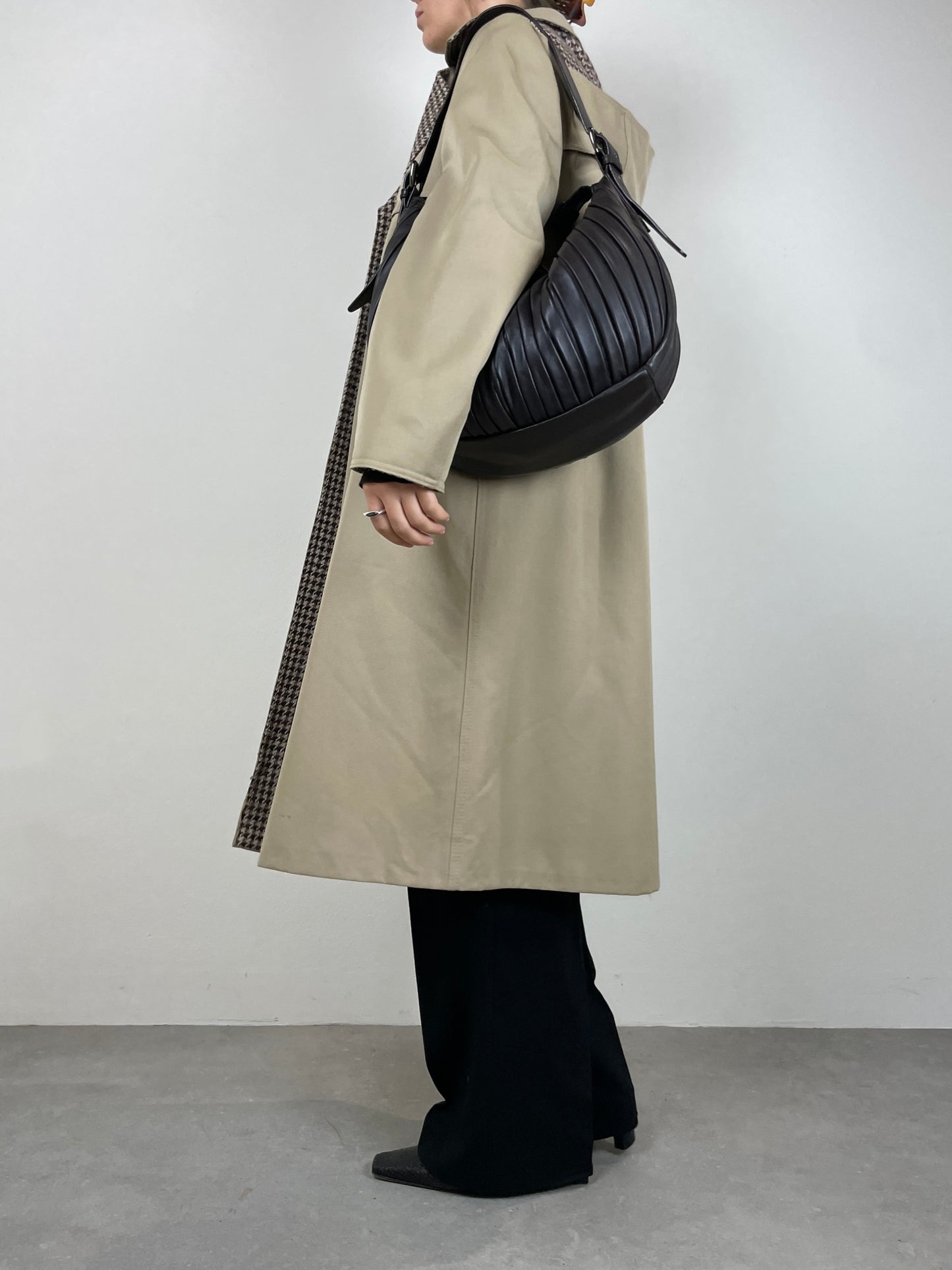 Maxi bag in vera pelle marrone