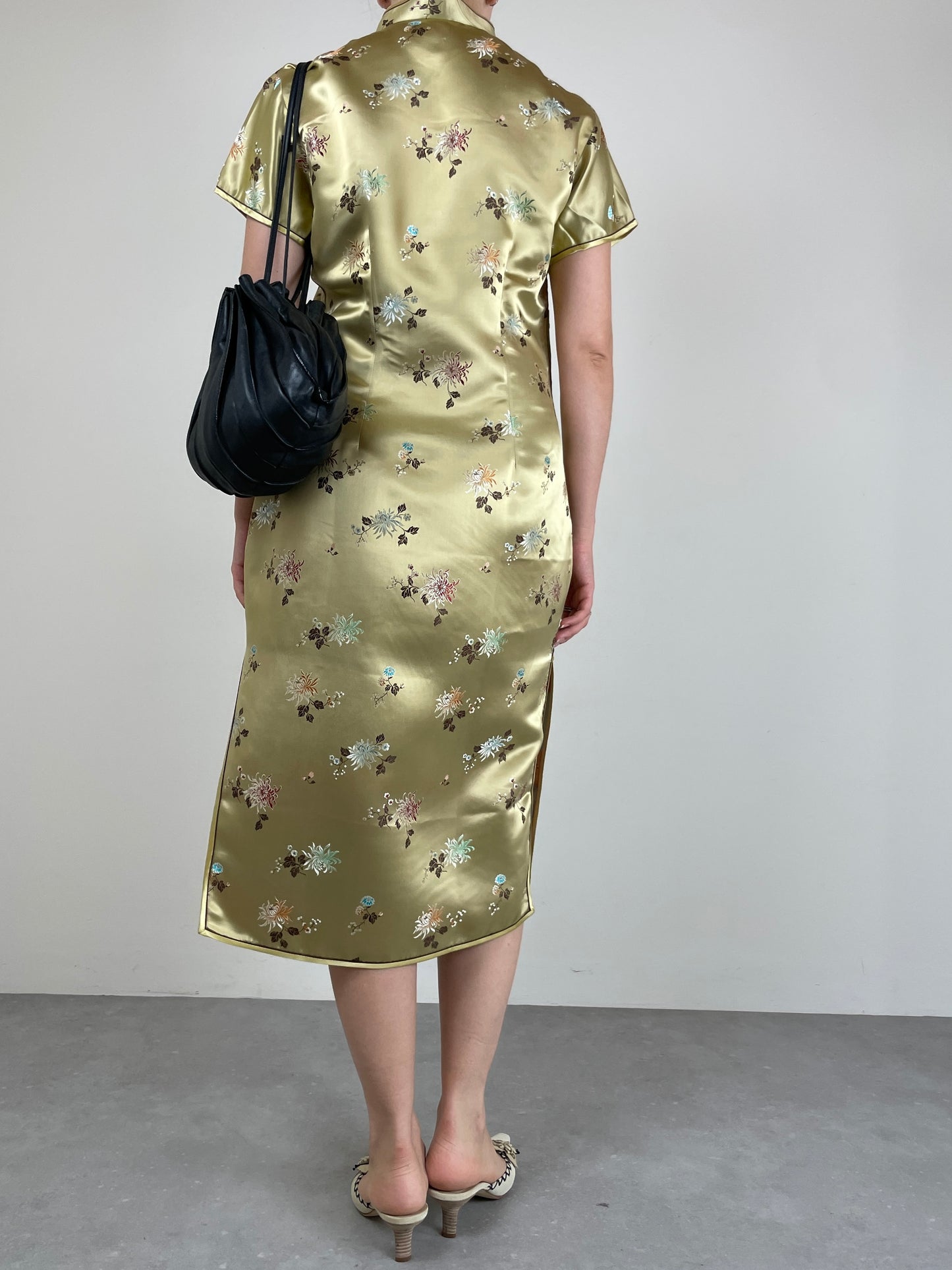 Qipao sartoriale in jacquard di viscosa