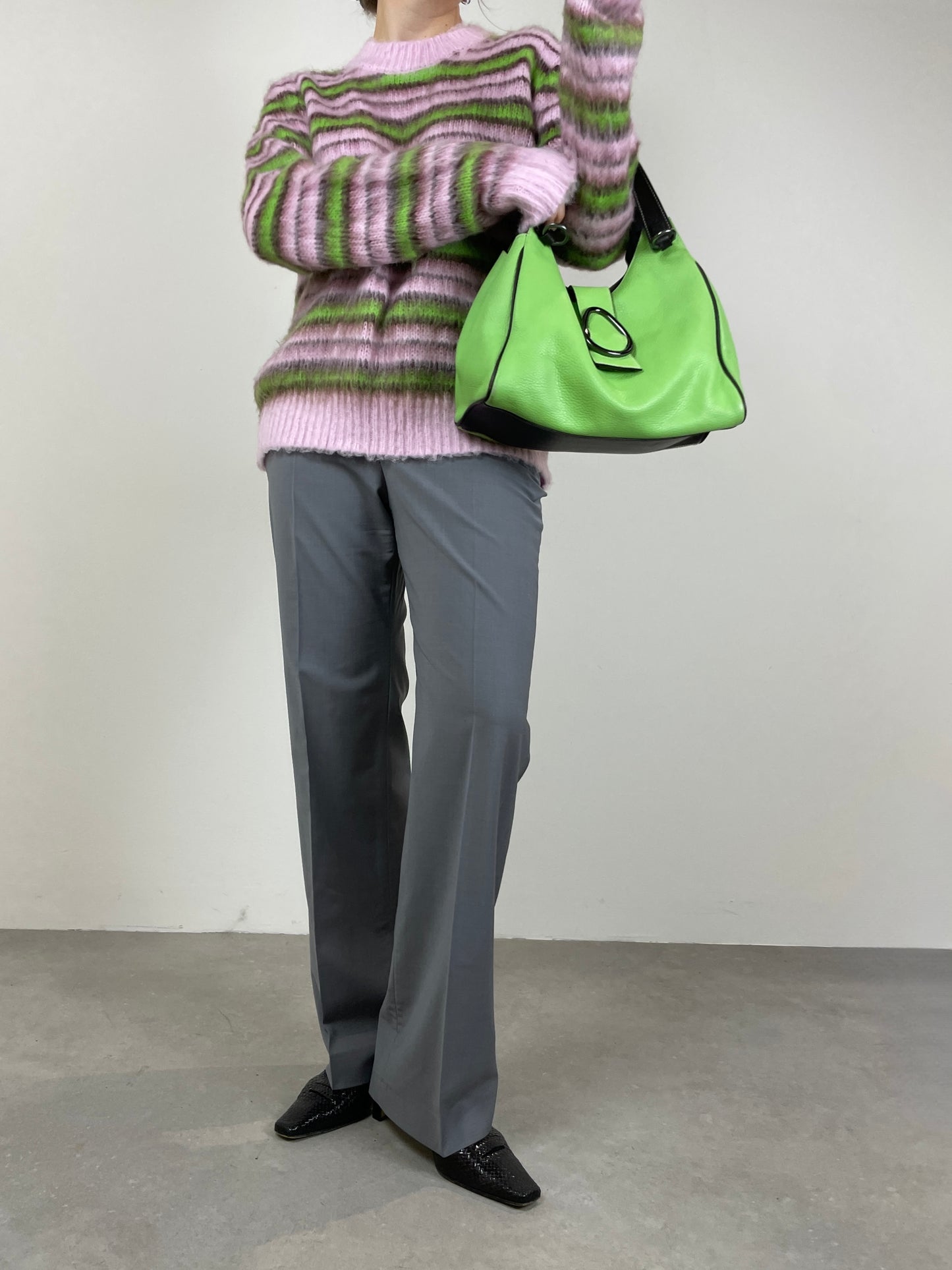 Borsa vera pelle color verde mela