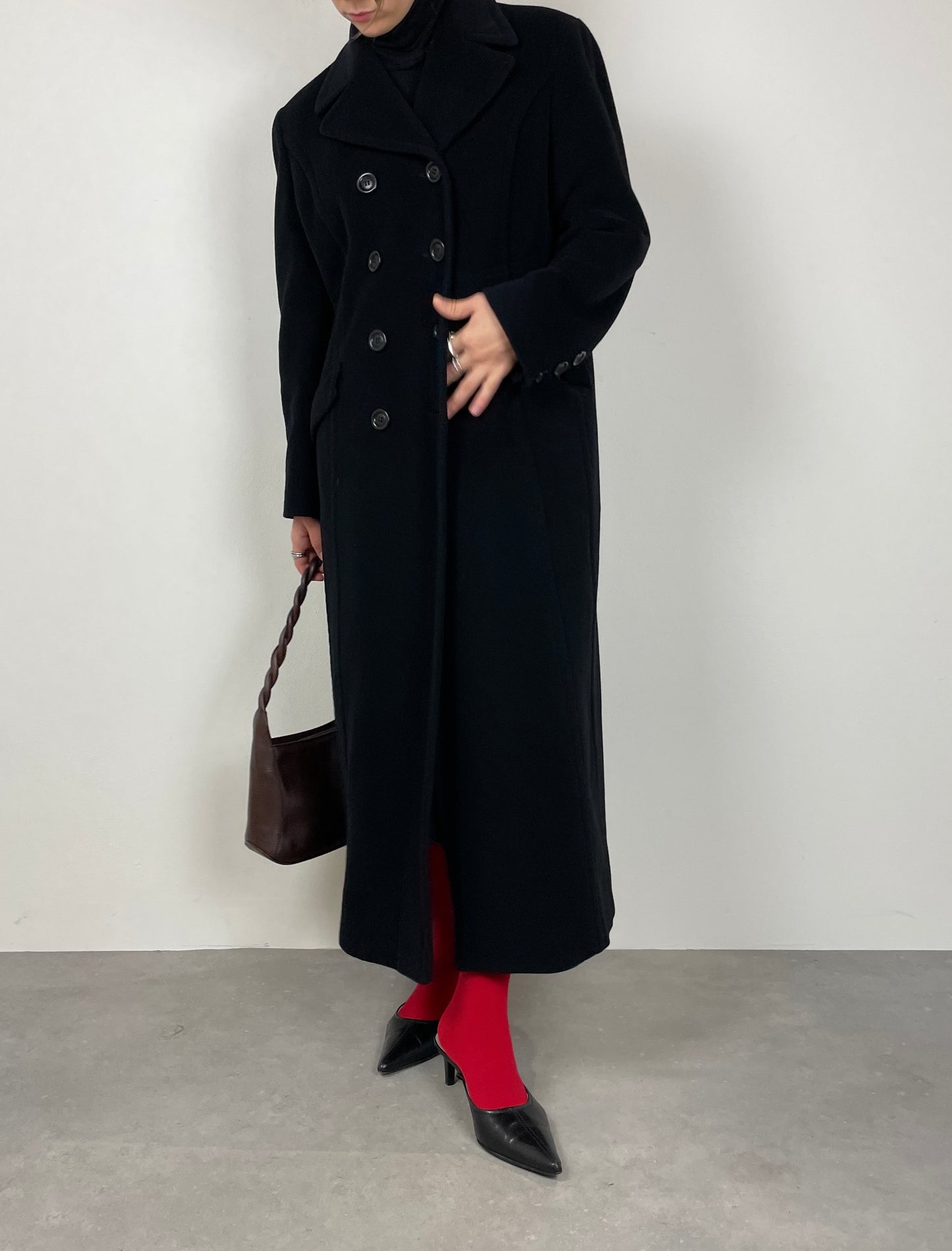 Black wool long coat