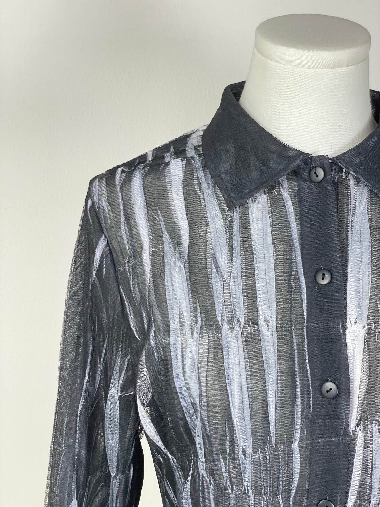 Camicia bicolor in tulle plissettato