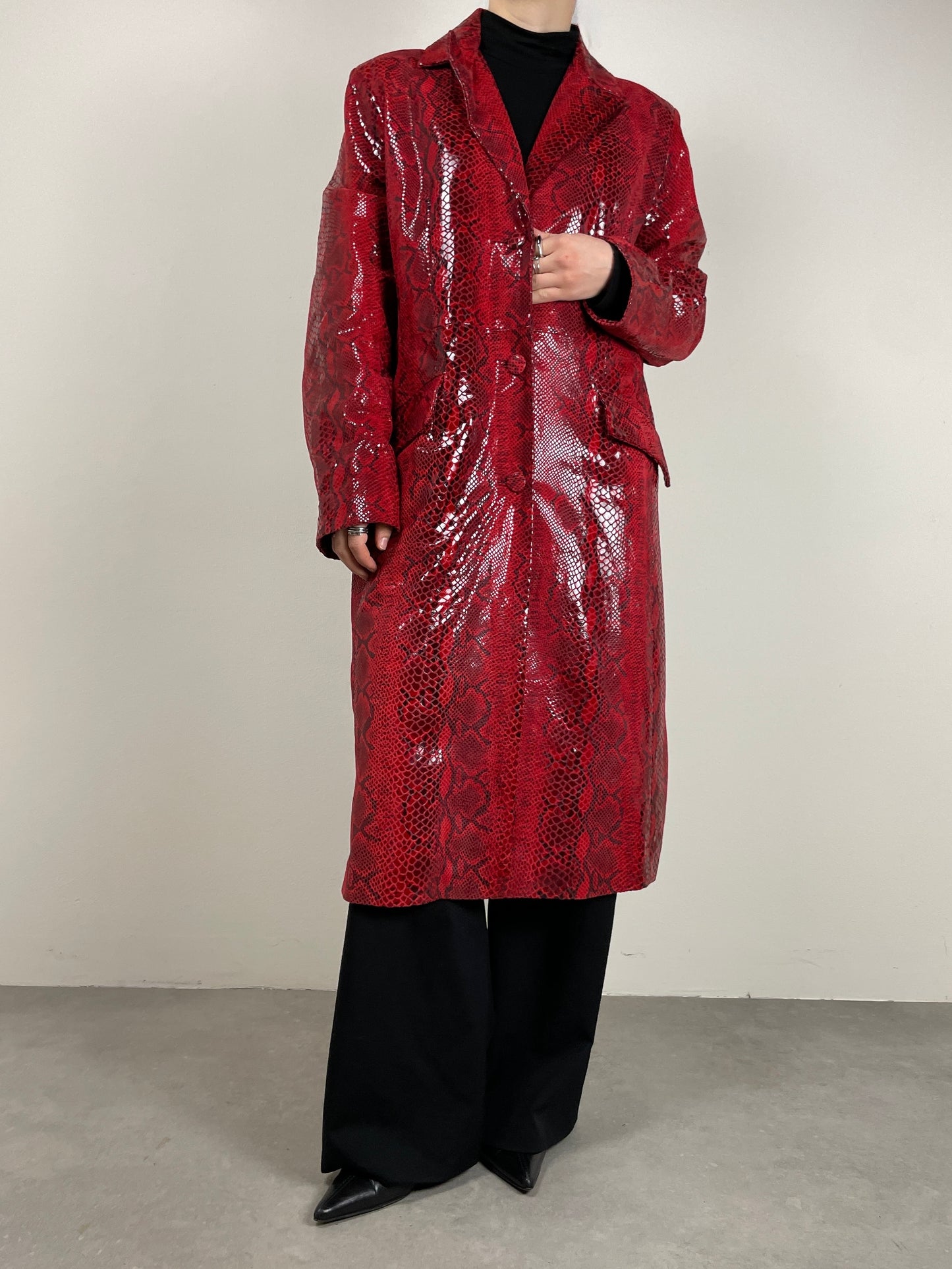 Trench in vera pelle pitonata