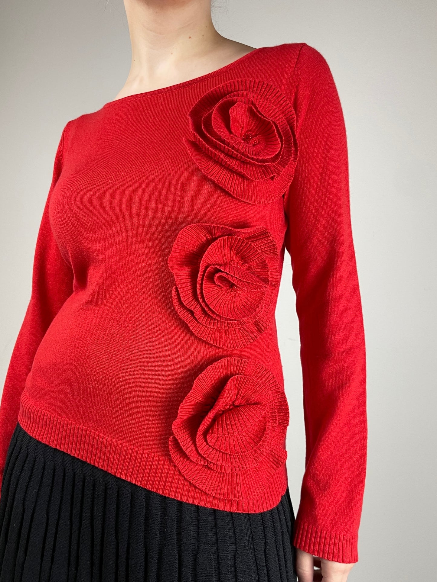 Maglione in cashmere e seta con fiori