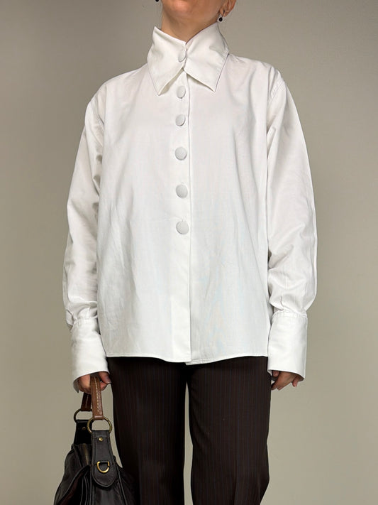 Camicia in cotone con colletto geometrico