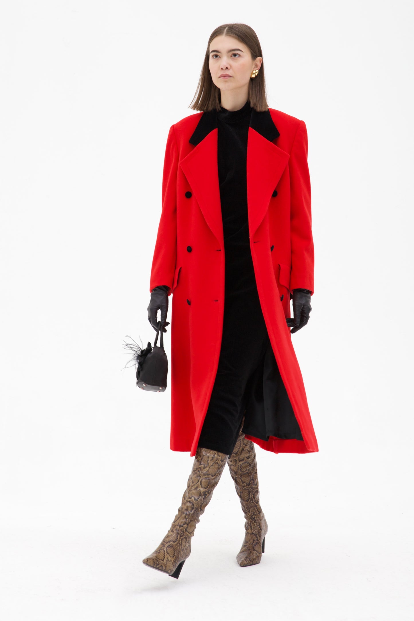 Cappotto vintage in lana e cashmere rosso