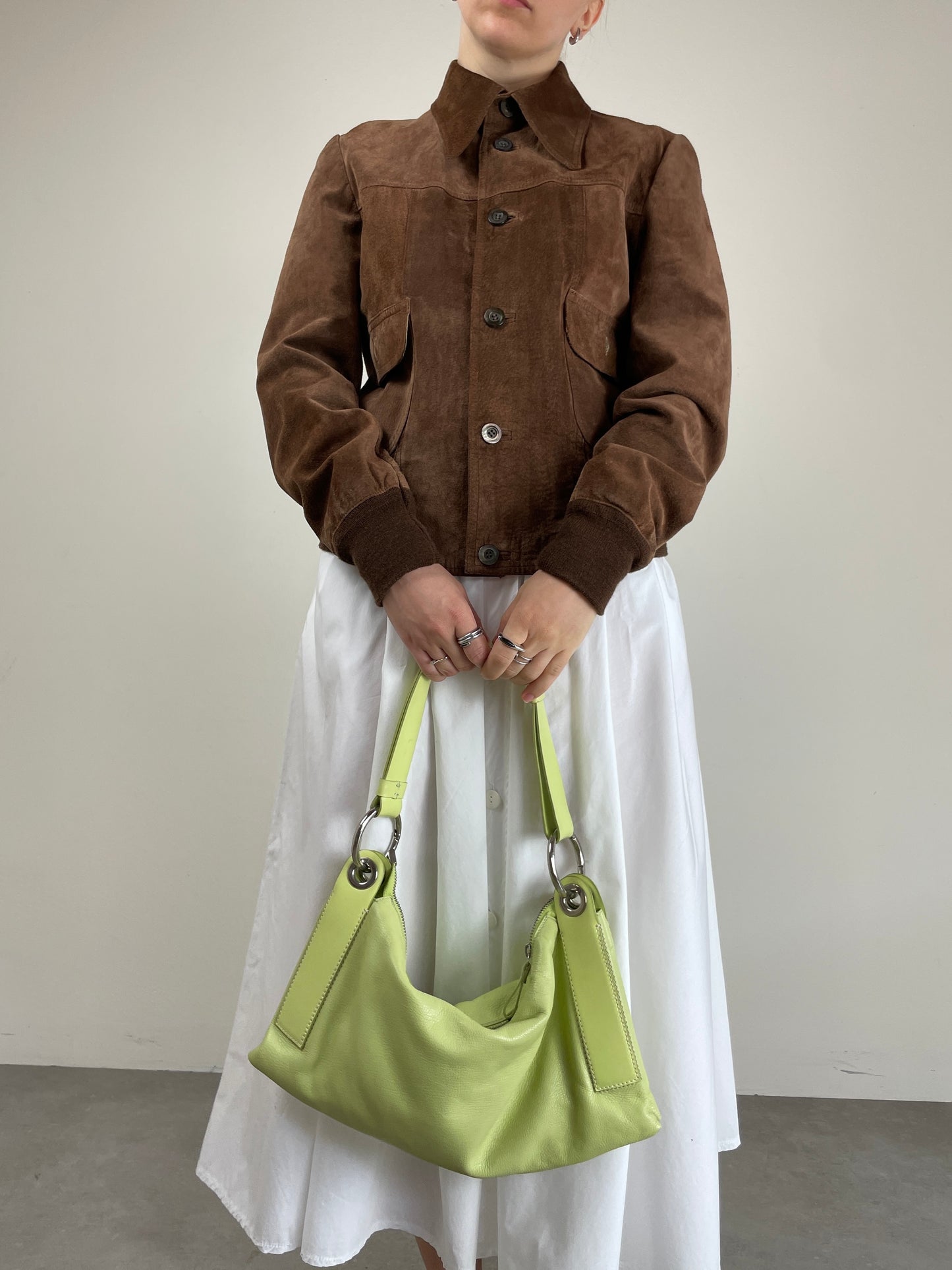 Borsa in vera pelle verde pastello