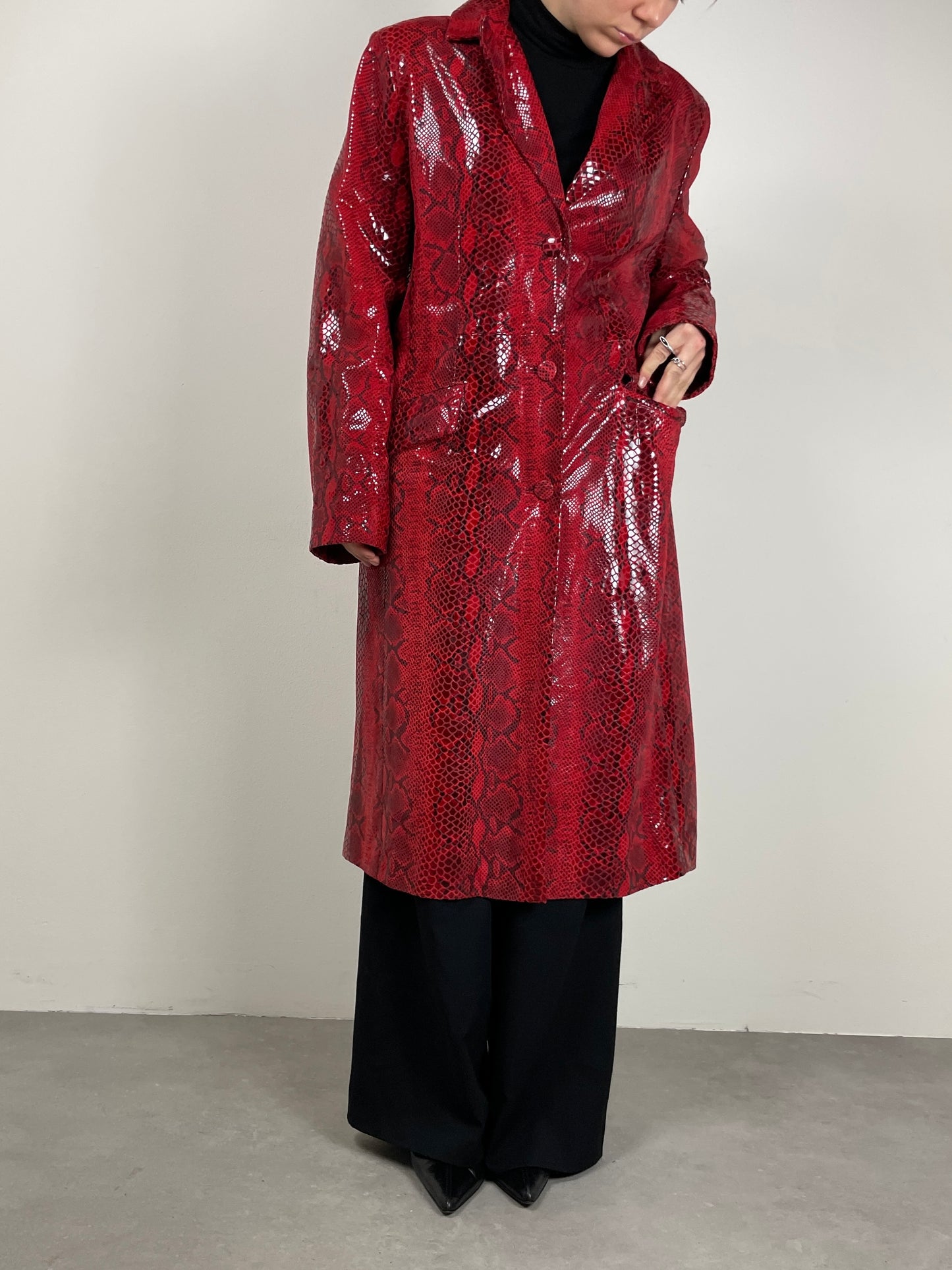 Trench in vera pelle pitonata