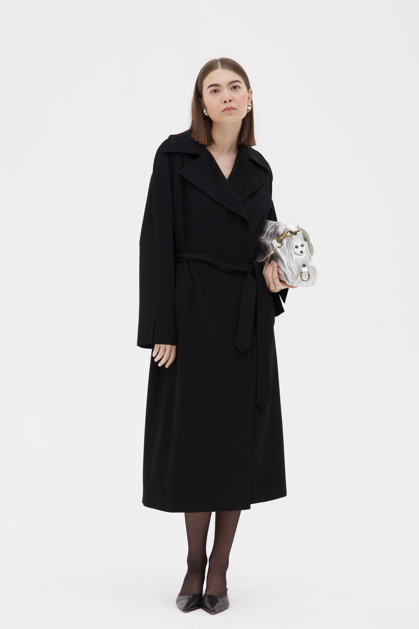 Cappotto vintage nero in lana e cashmere