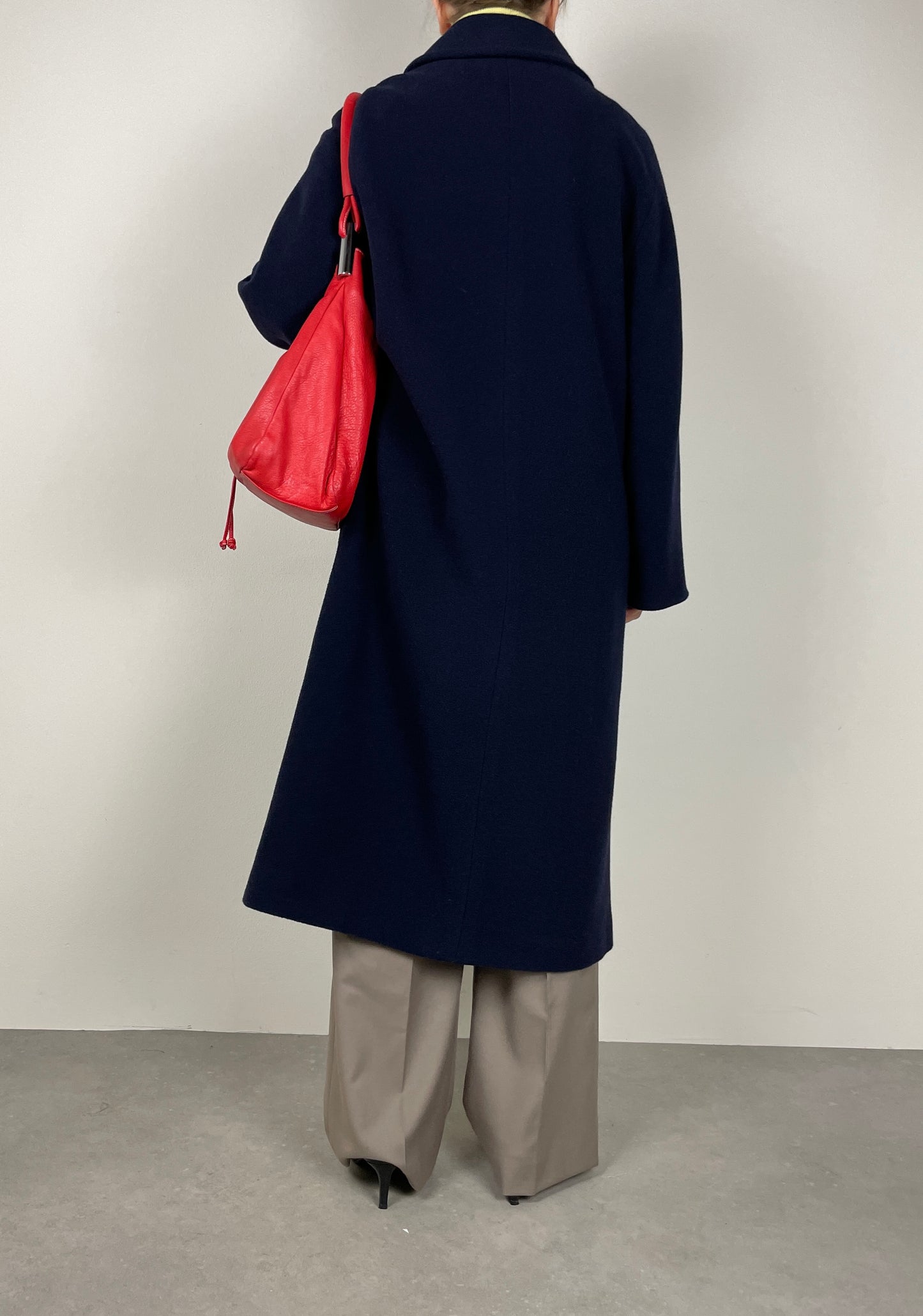 Double-breasted wool blue coat