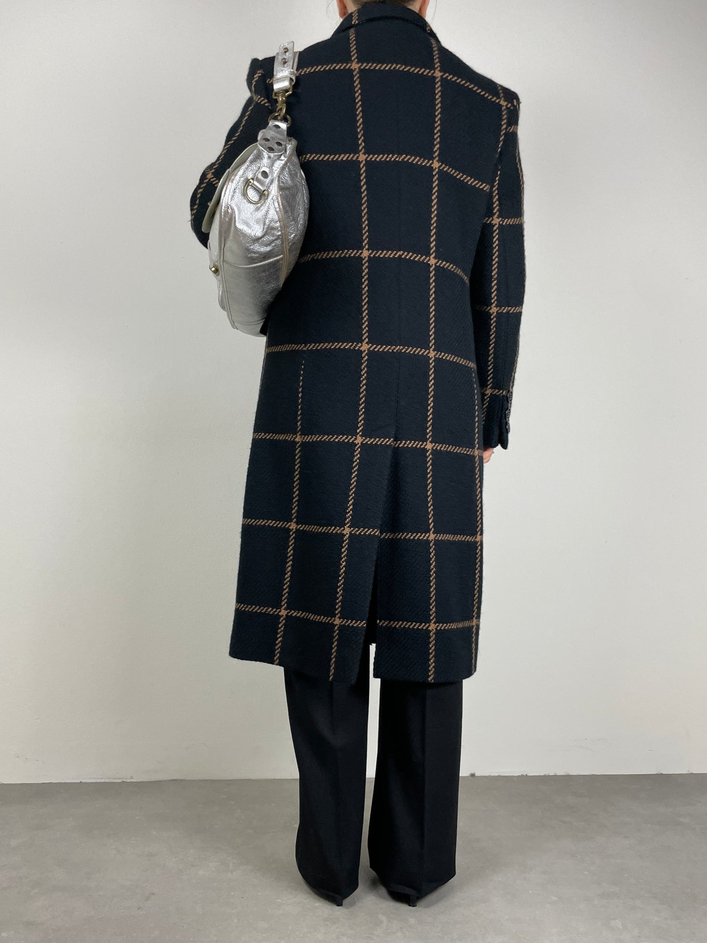 Cappotto in lana con pattern finestrato