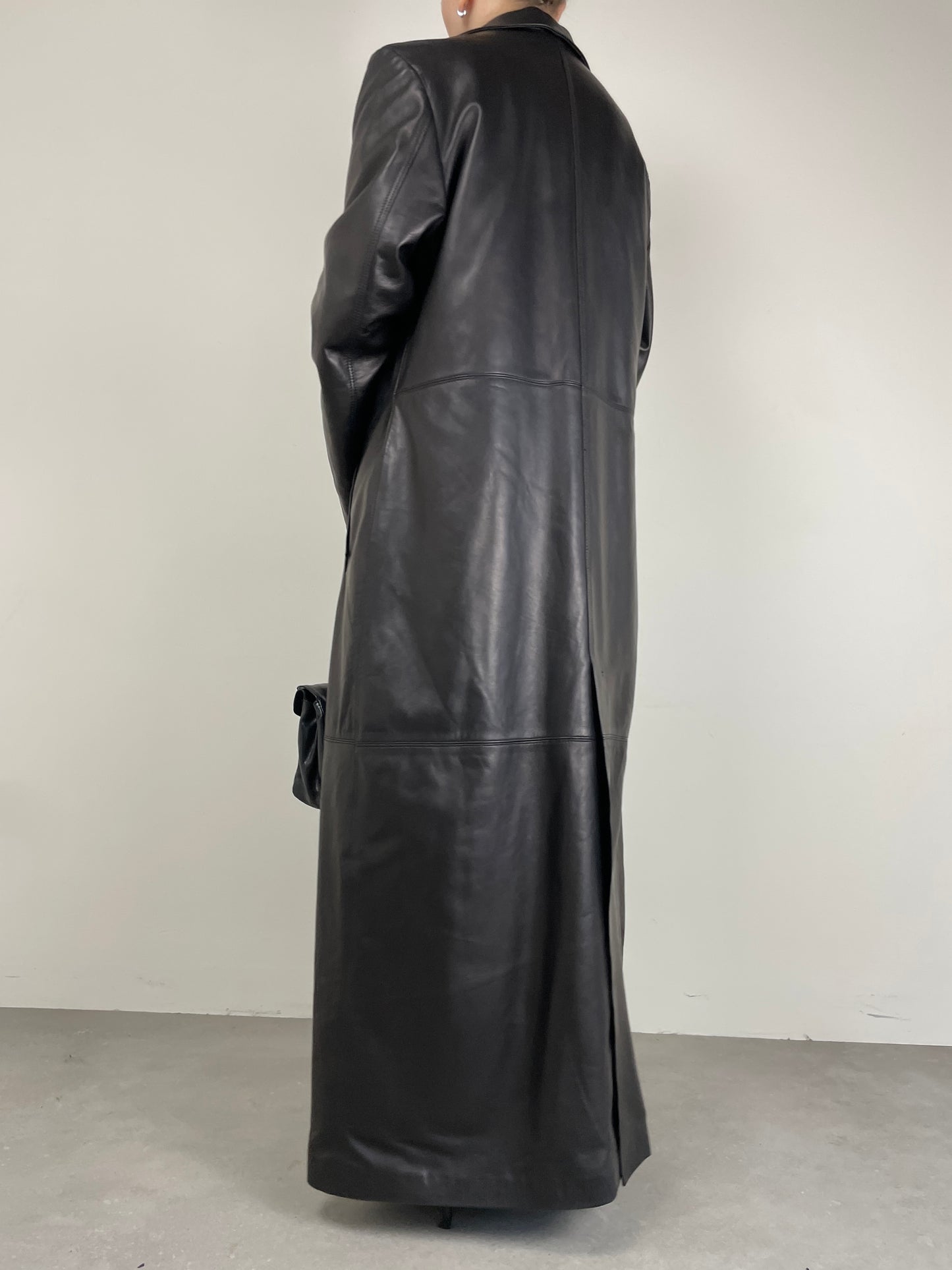 Trench lungo in vera pelle