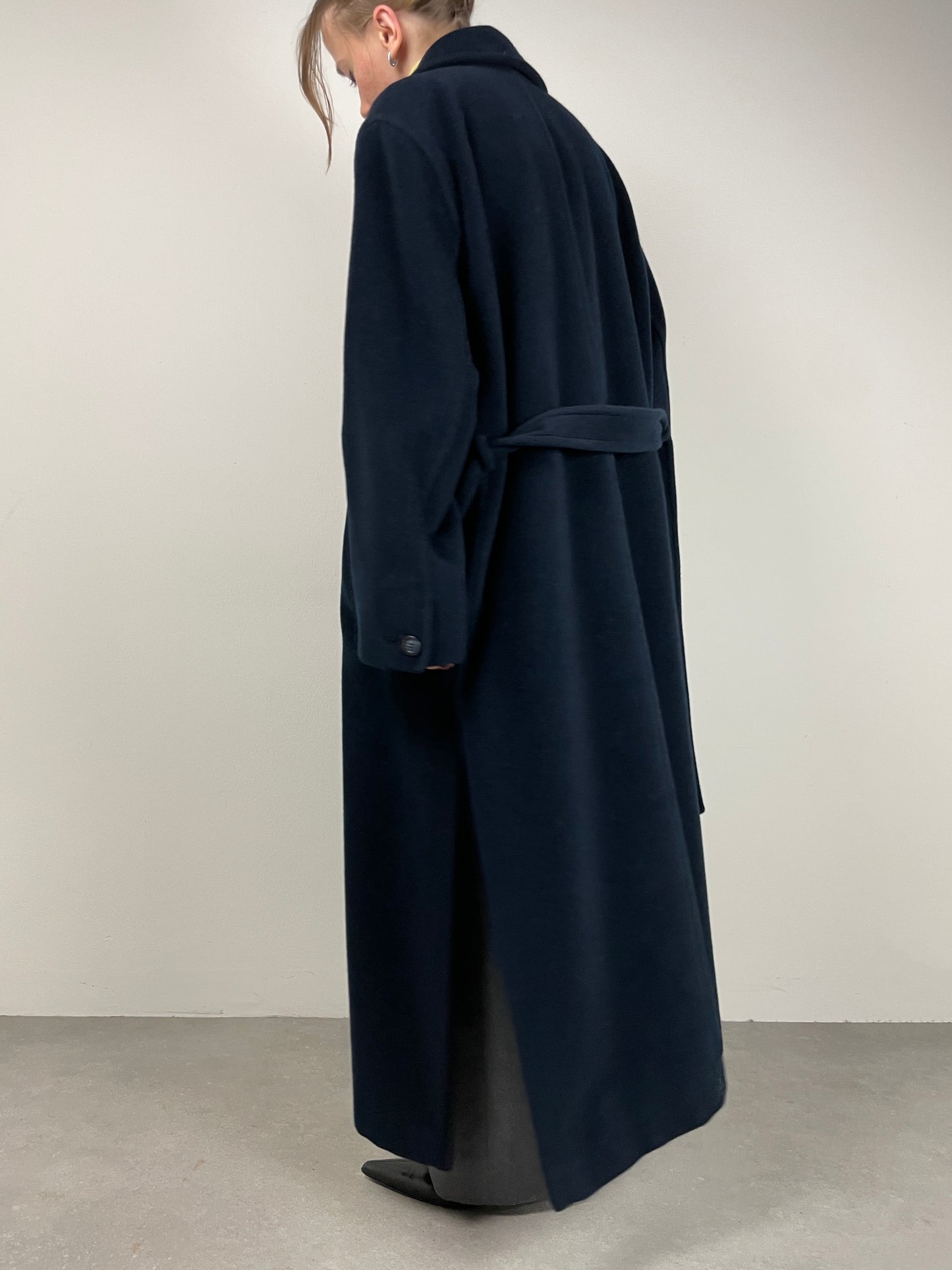 Cappotto Made in Italy in lana e cashmere color blu