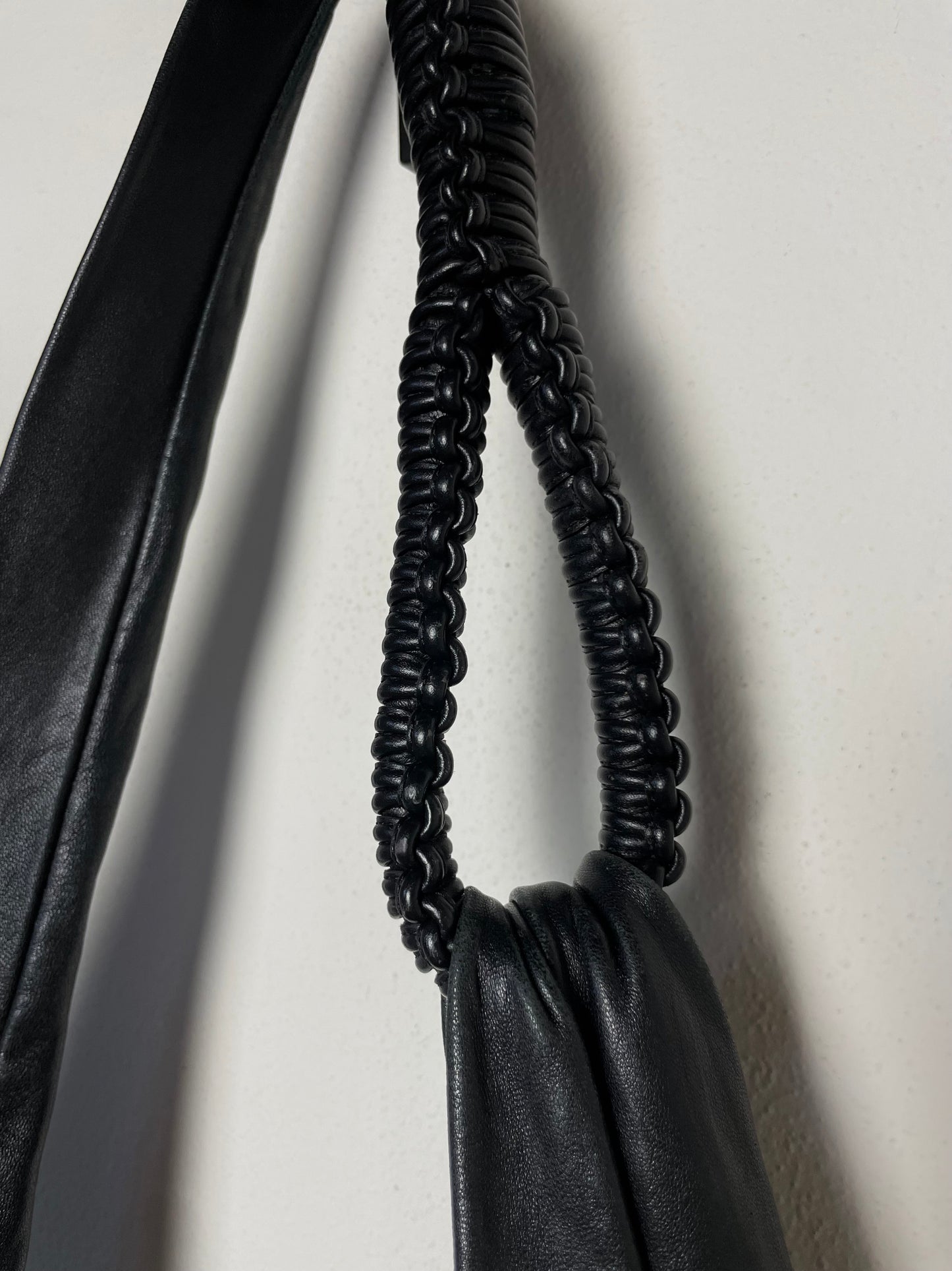 Maxi borsa hobo in vera pelle nera