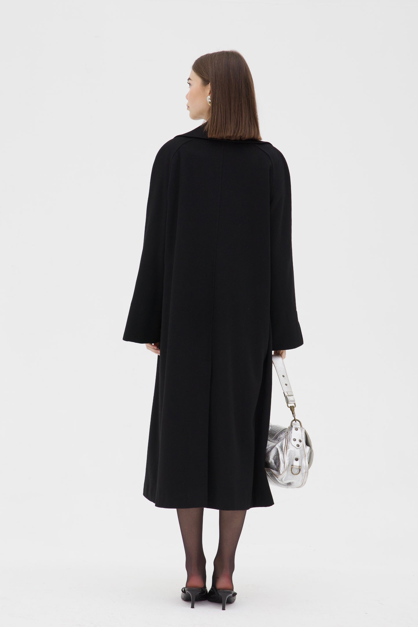 Cappotto vintage nero in lana e cashmere