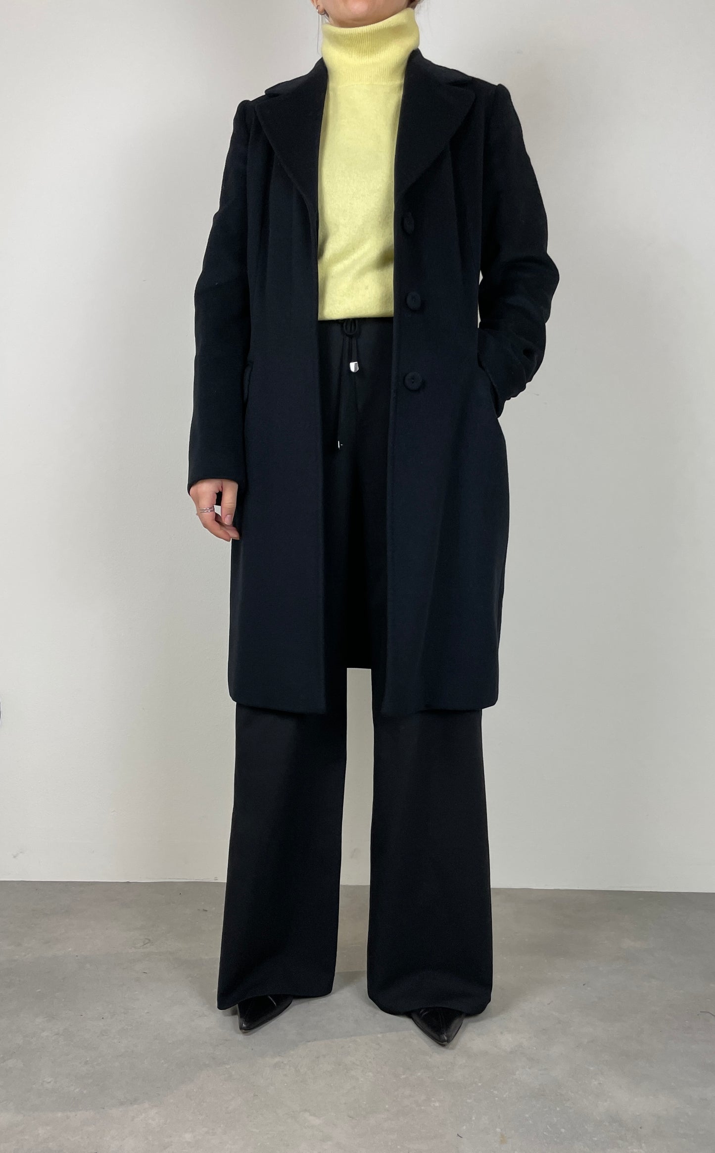 Wool and cashmere soft black coat