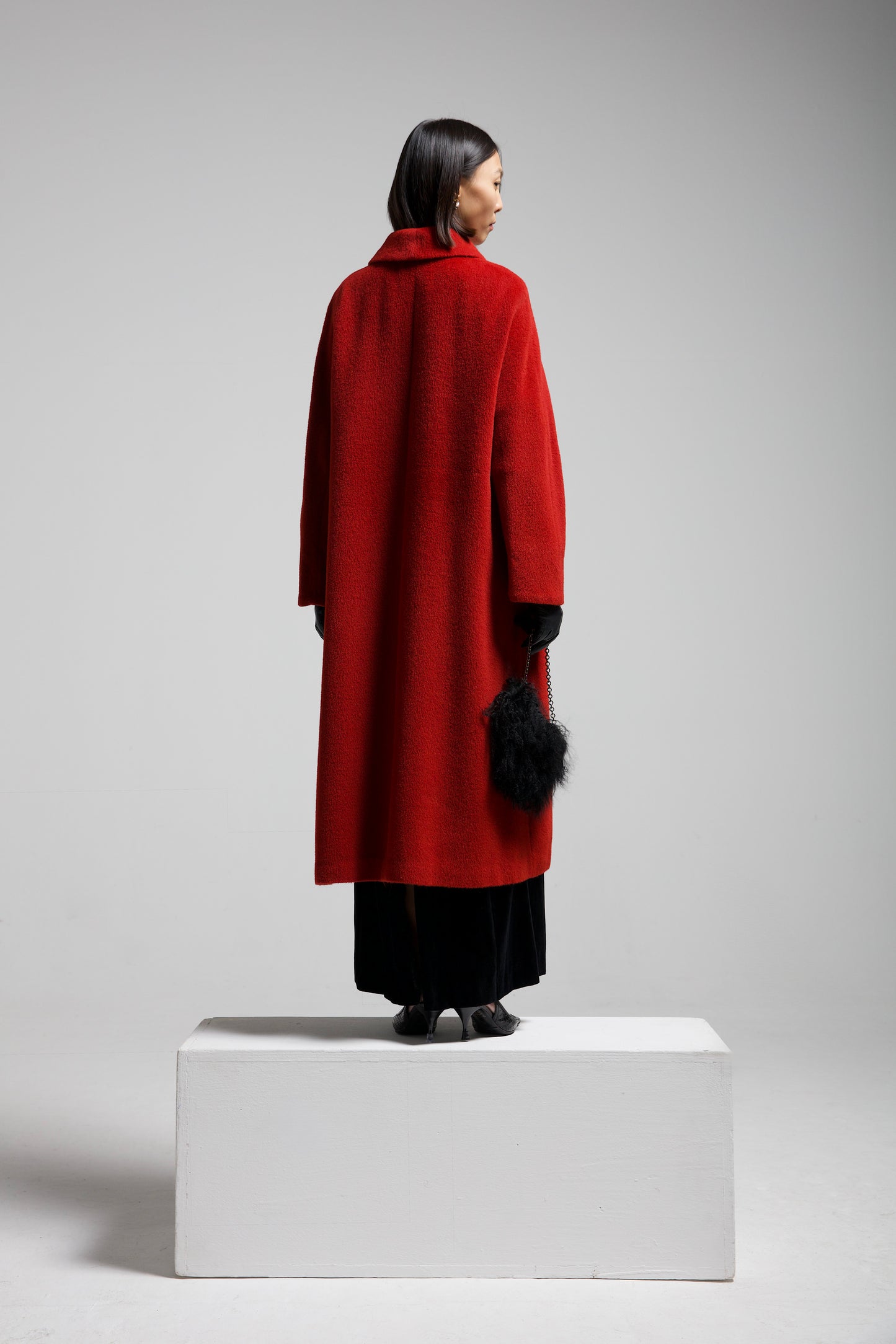 Cappotto rosso in 100% alpaca