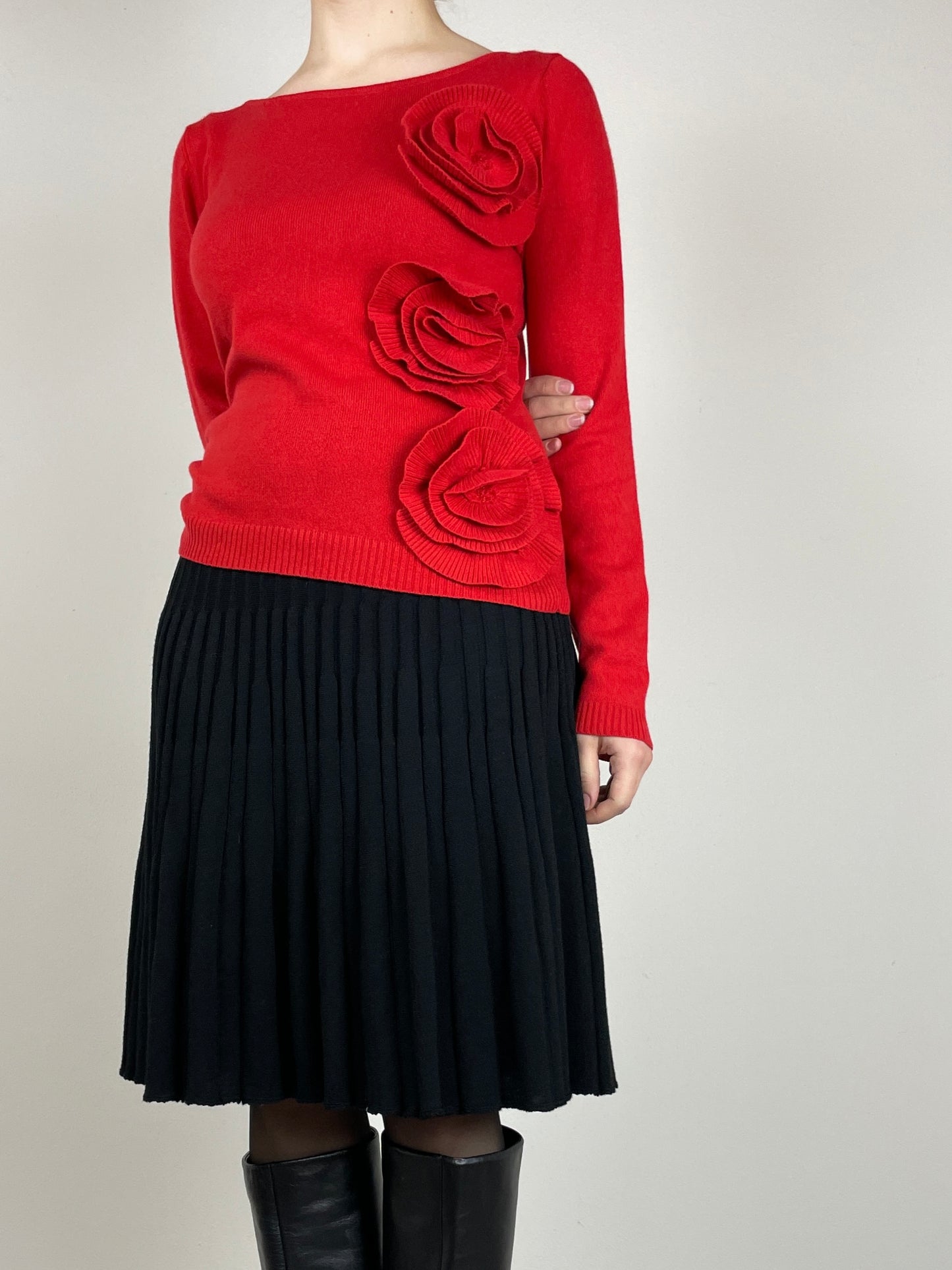 Maglione in cashmere e seta con fiori