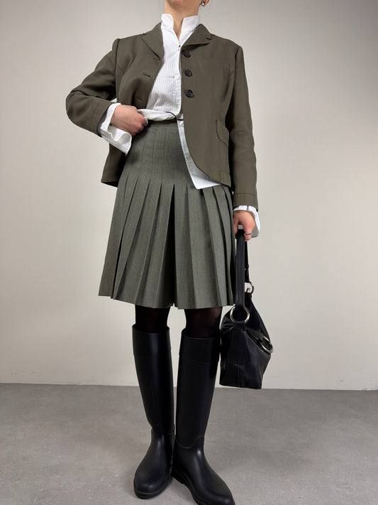 Gonna pantalone a pieghe in pura lana