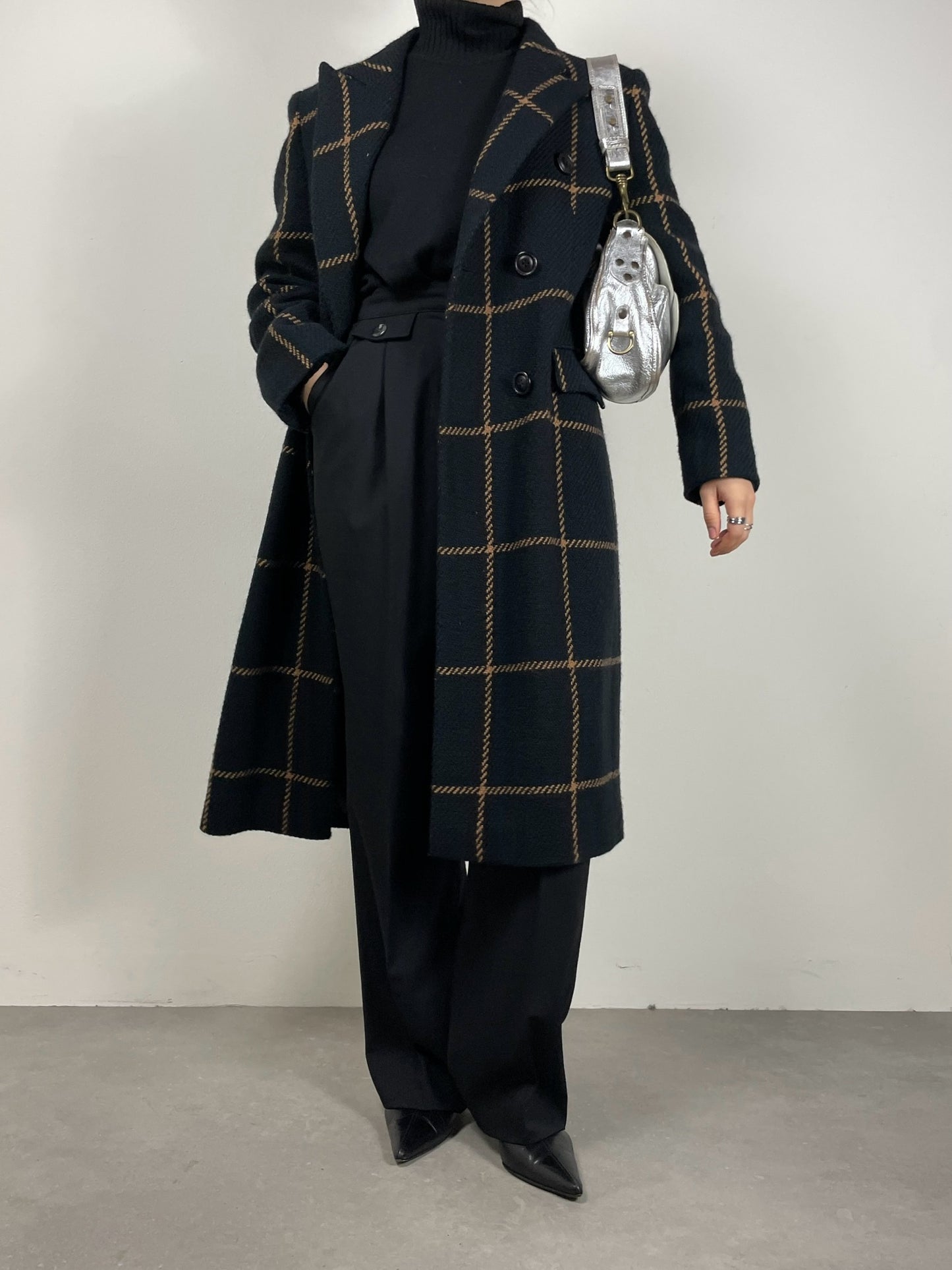 Cappotto in lana con pattern finestrato