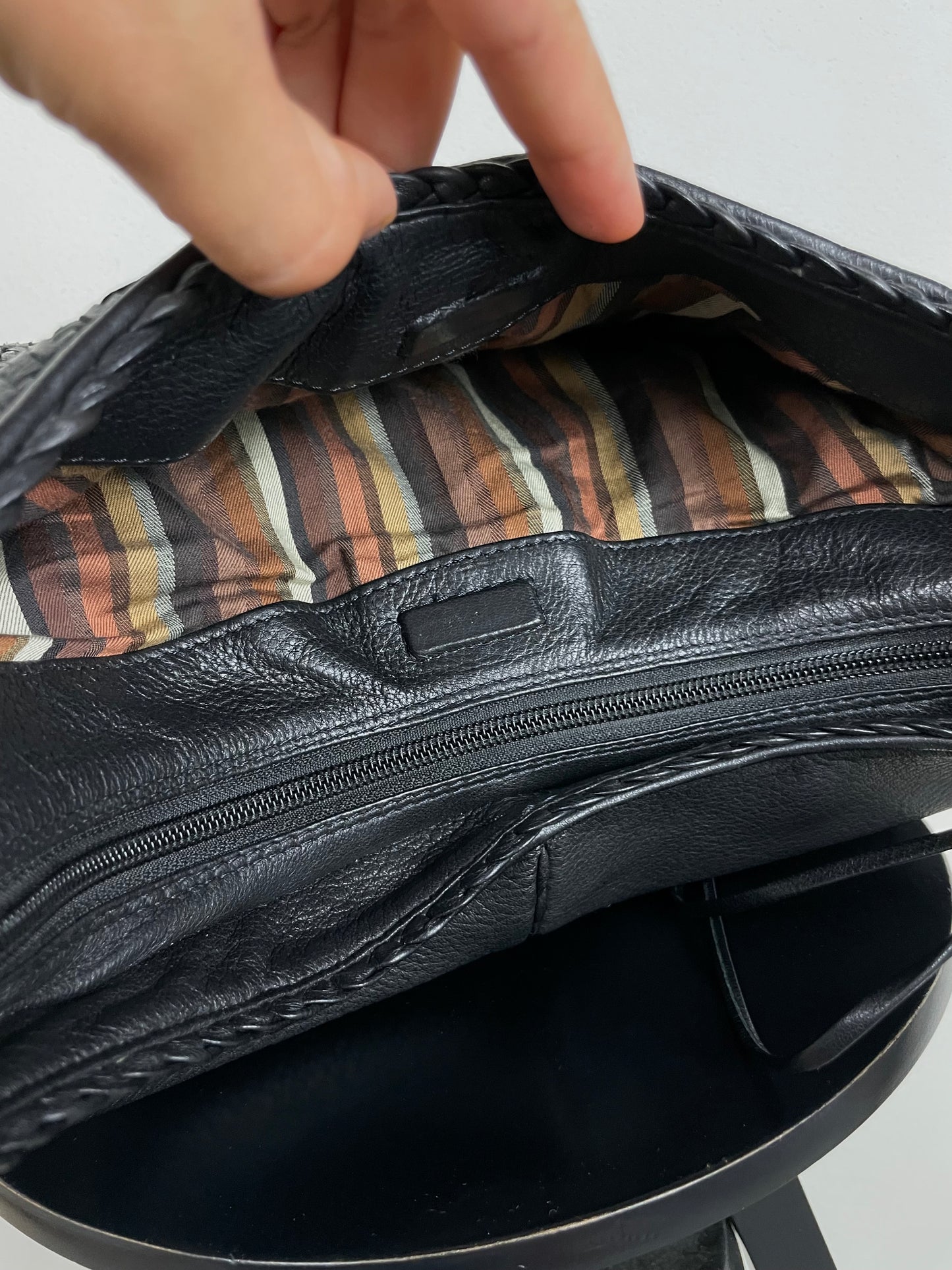 Borsa in vera pelle intrecciata