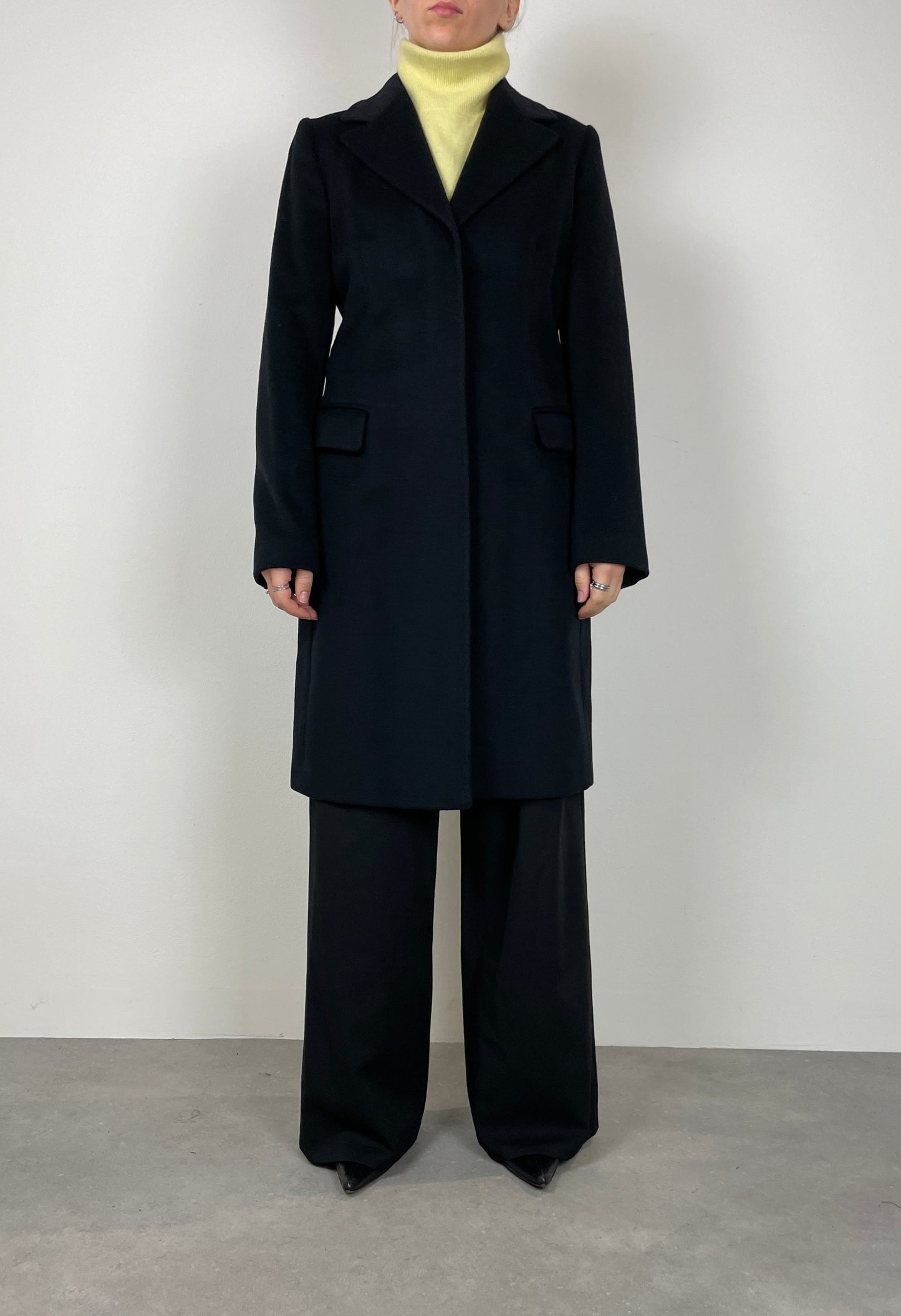 Wool and cashmere soft black coat