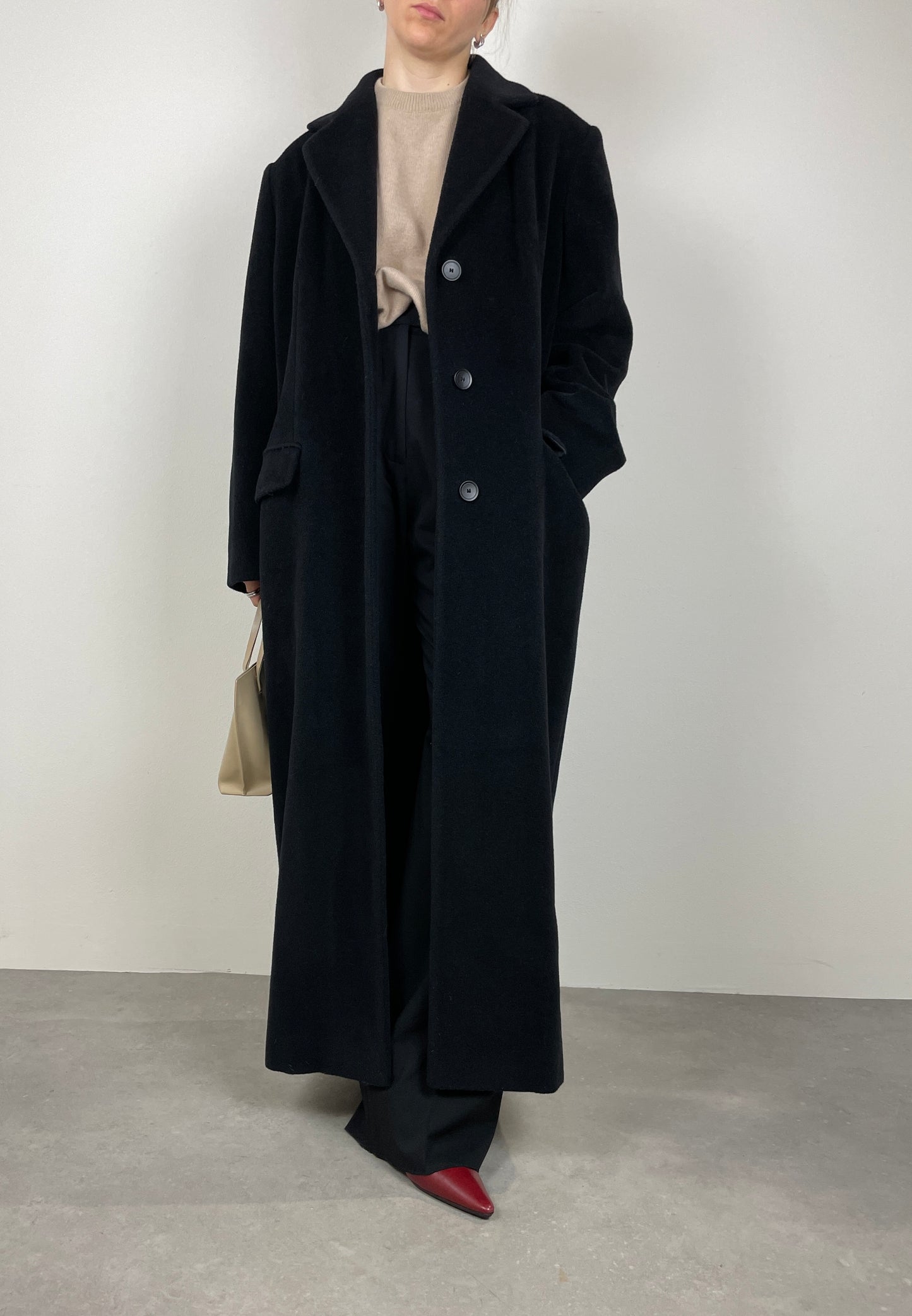 Long wool and cashmere coat