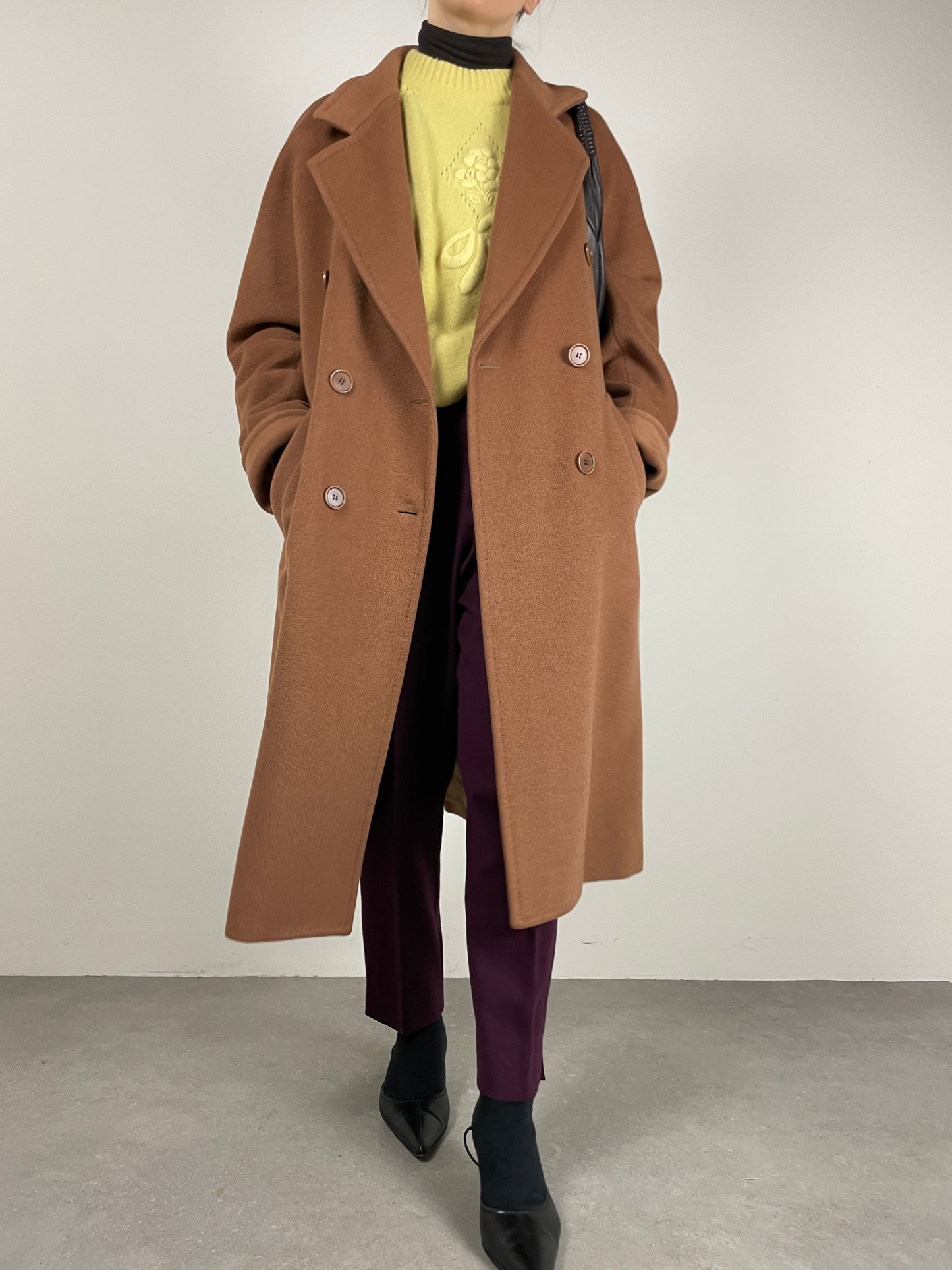 Cappotto in lana, angora e cashmere