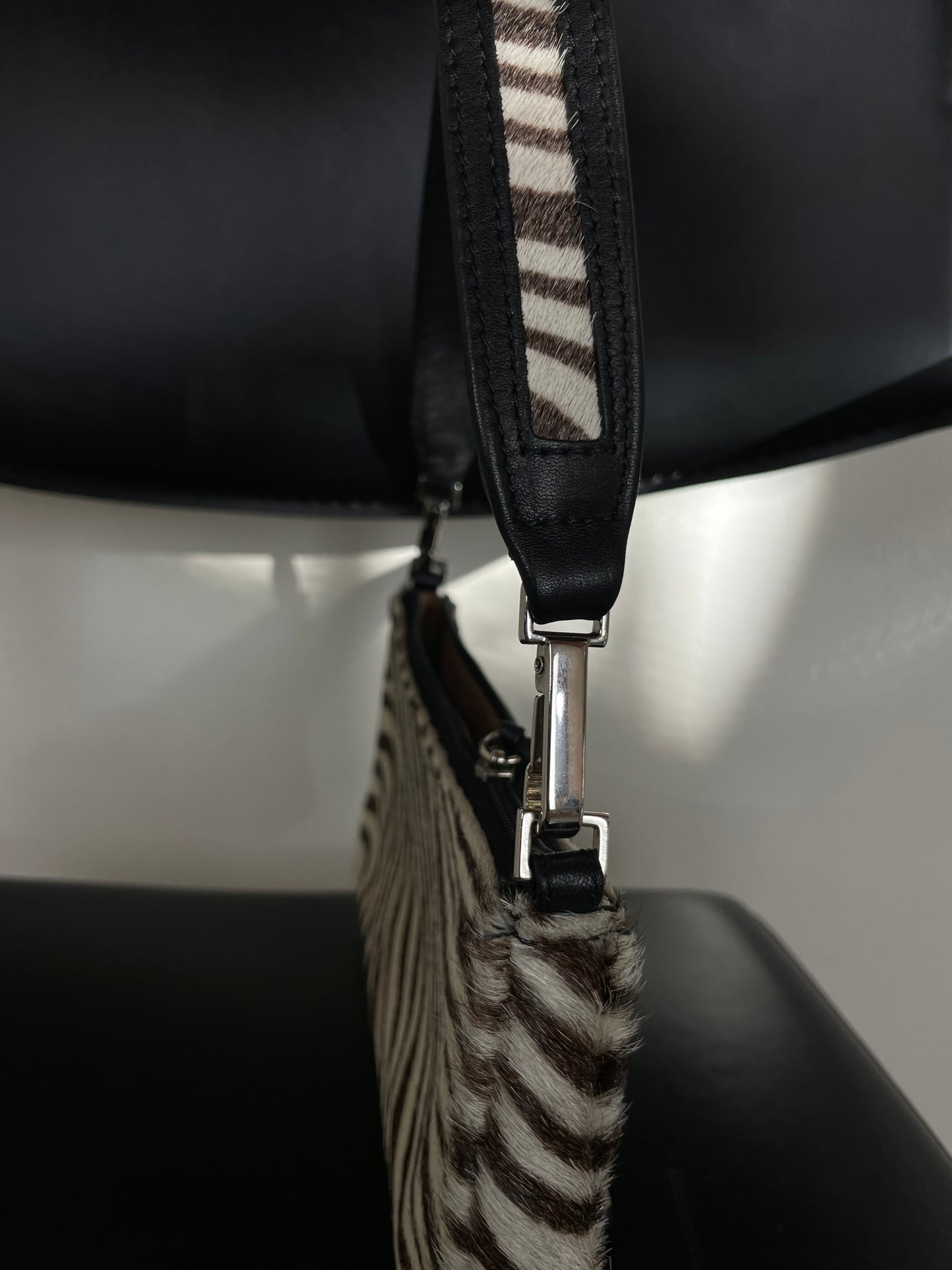 Real leather zebra bag