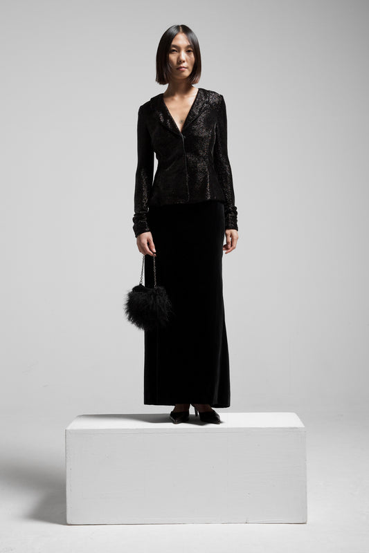 Gonna Yves Saint Laurent in velluto di cotone nero