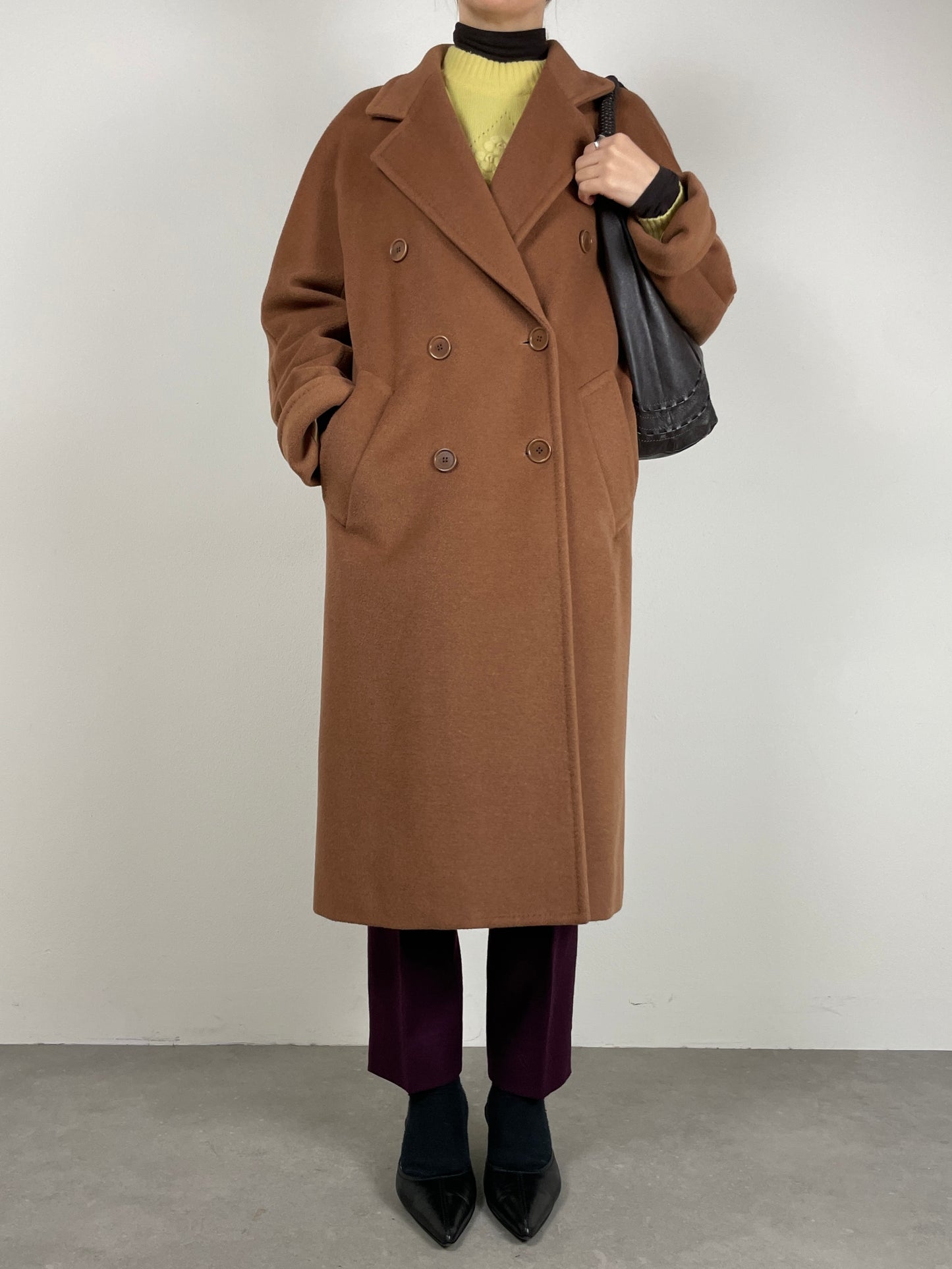 Cappotto in lana, angora e cashmere