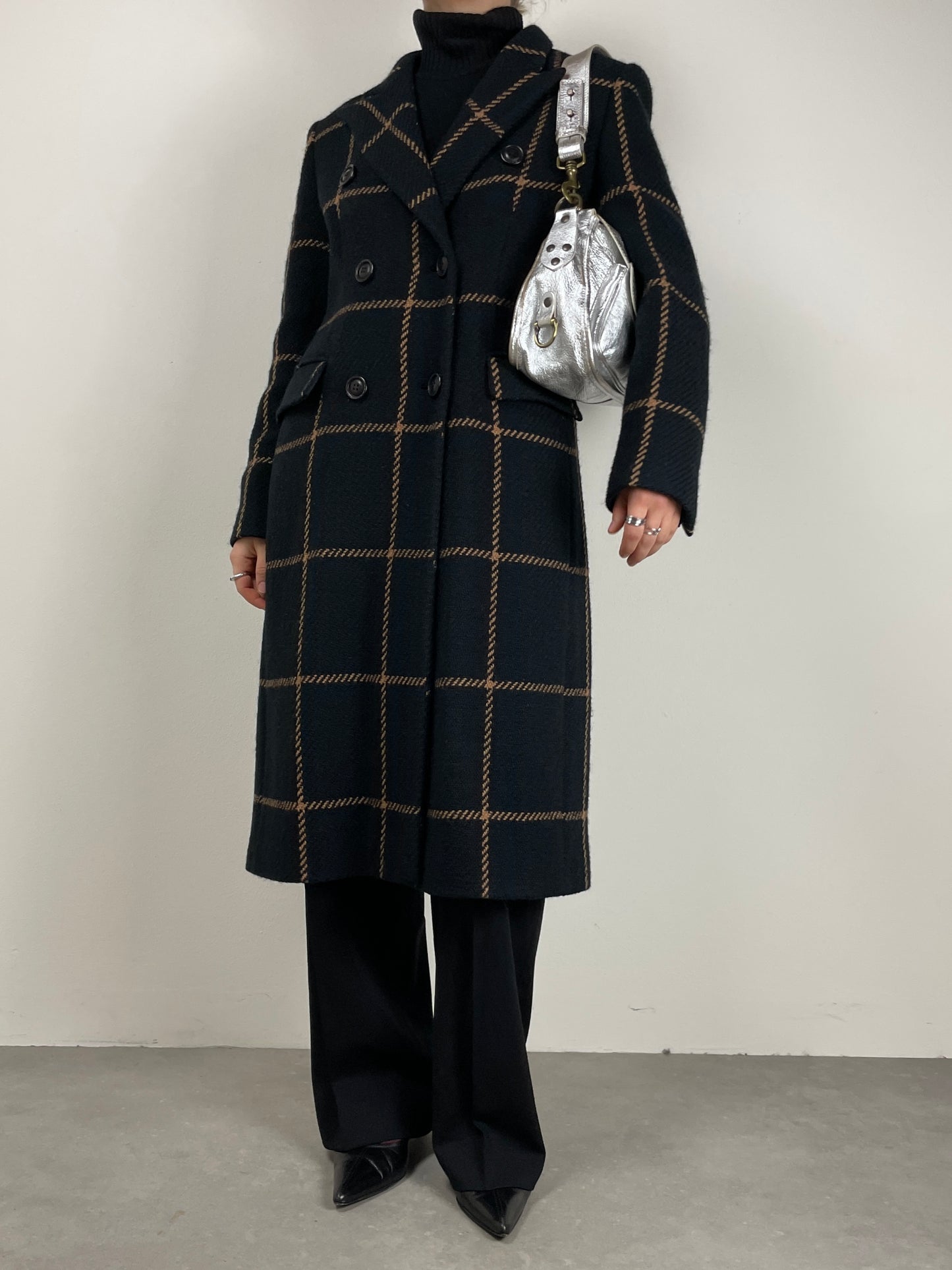 Cappotto in lana con pattern finestrato