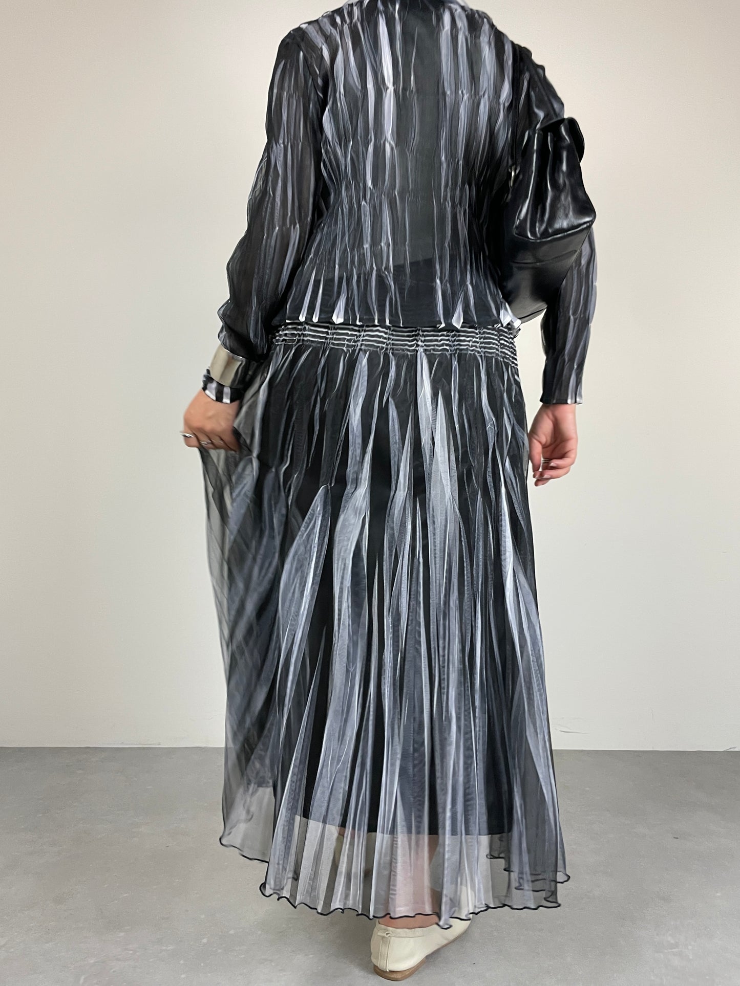 Gonna bicolor in tulle plissettato