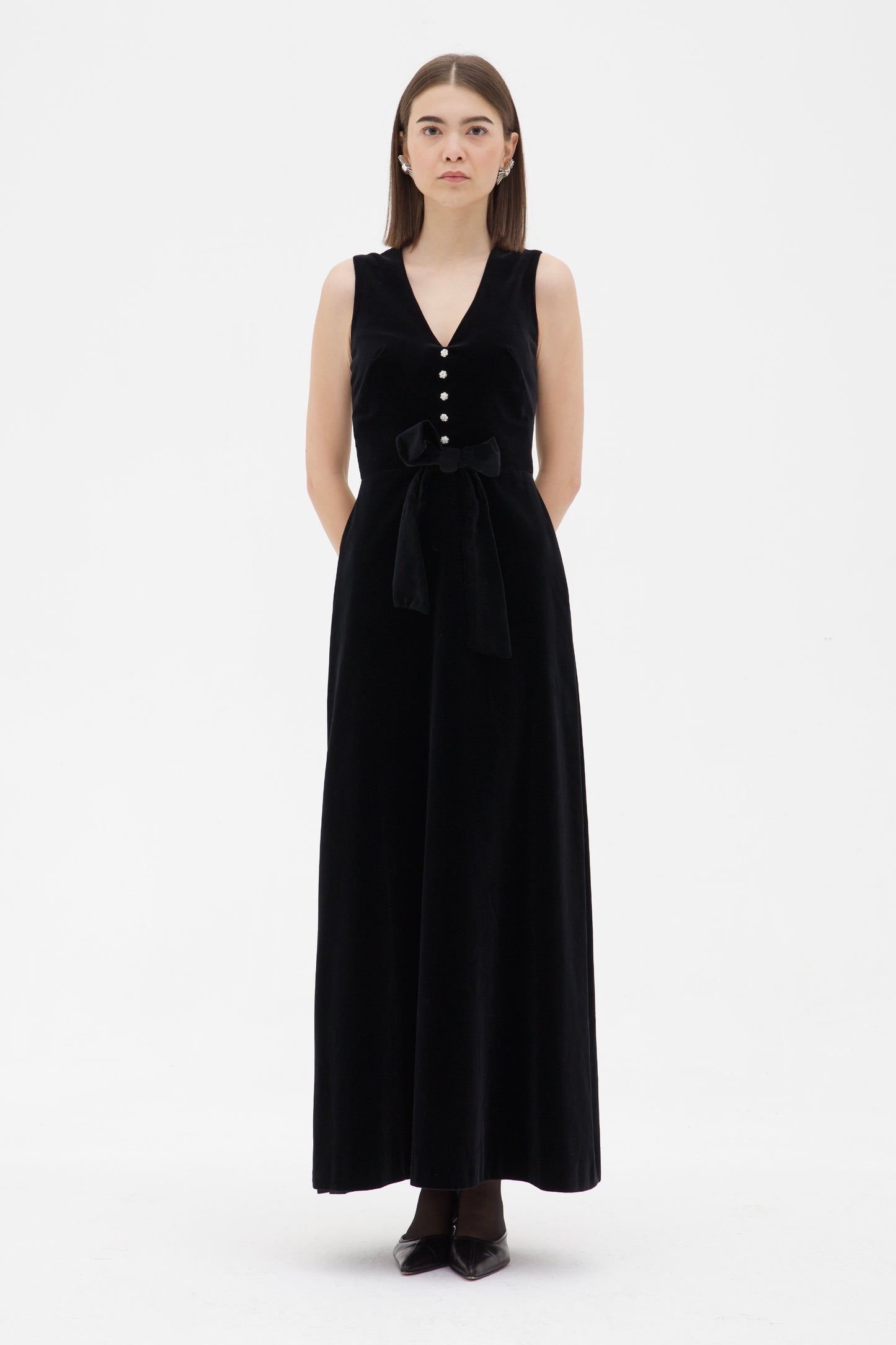 Abito vintage in velluto nero
