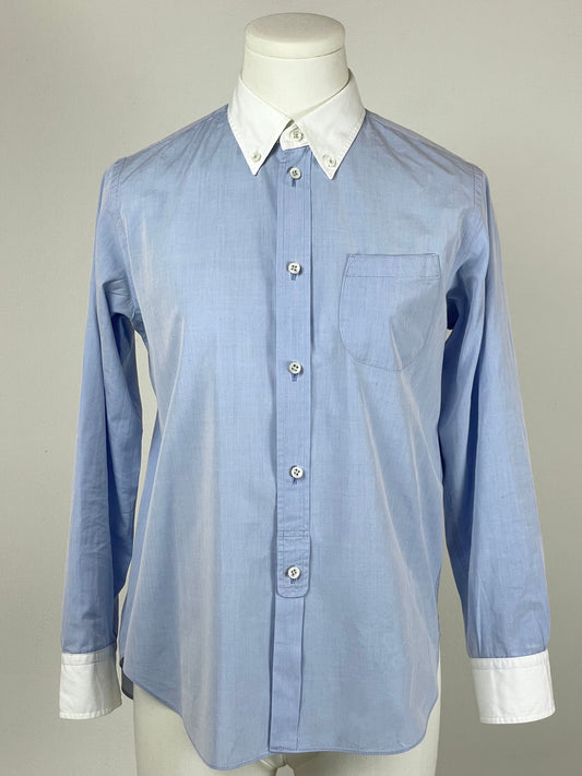 Junya Watanabe Comme des Garçons camicia in cotone azzurro con collo e polsini bianchi