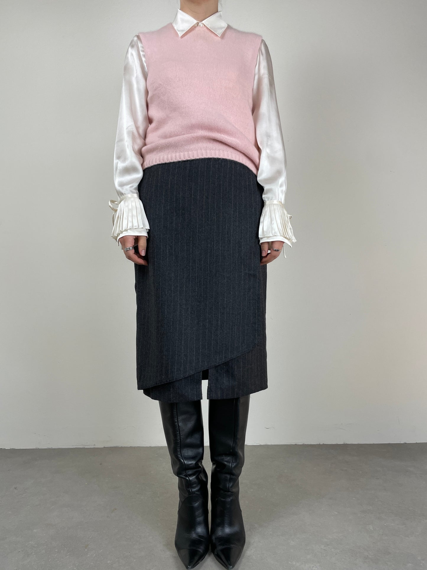 Gilet vintage in misto angora rosa