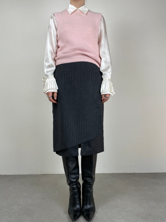 Gilet vintage in misto angora rosa
