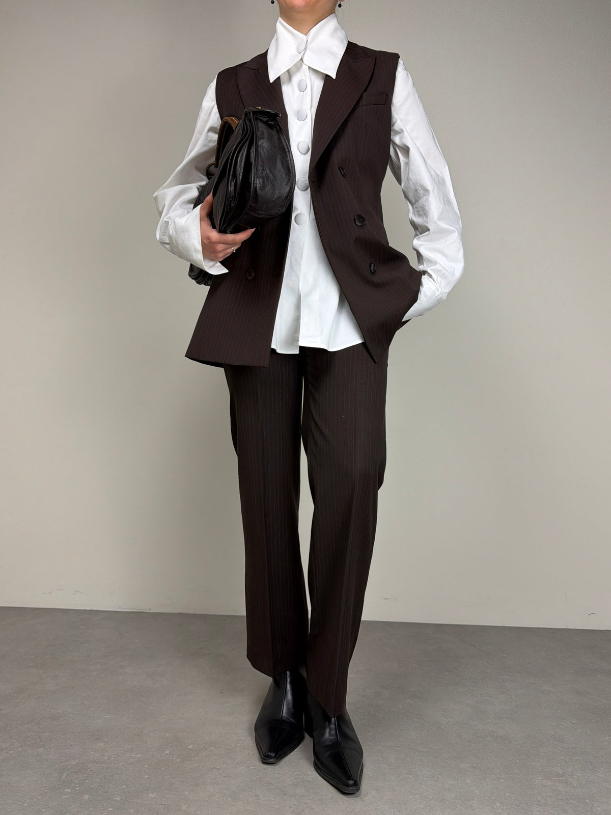 Camicia in cotone con colletto geometrico