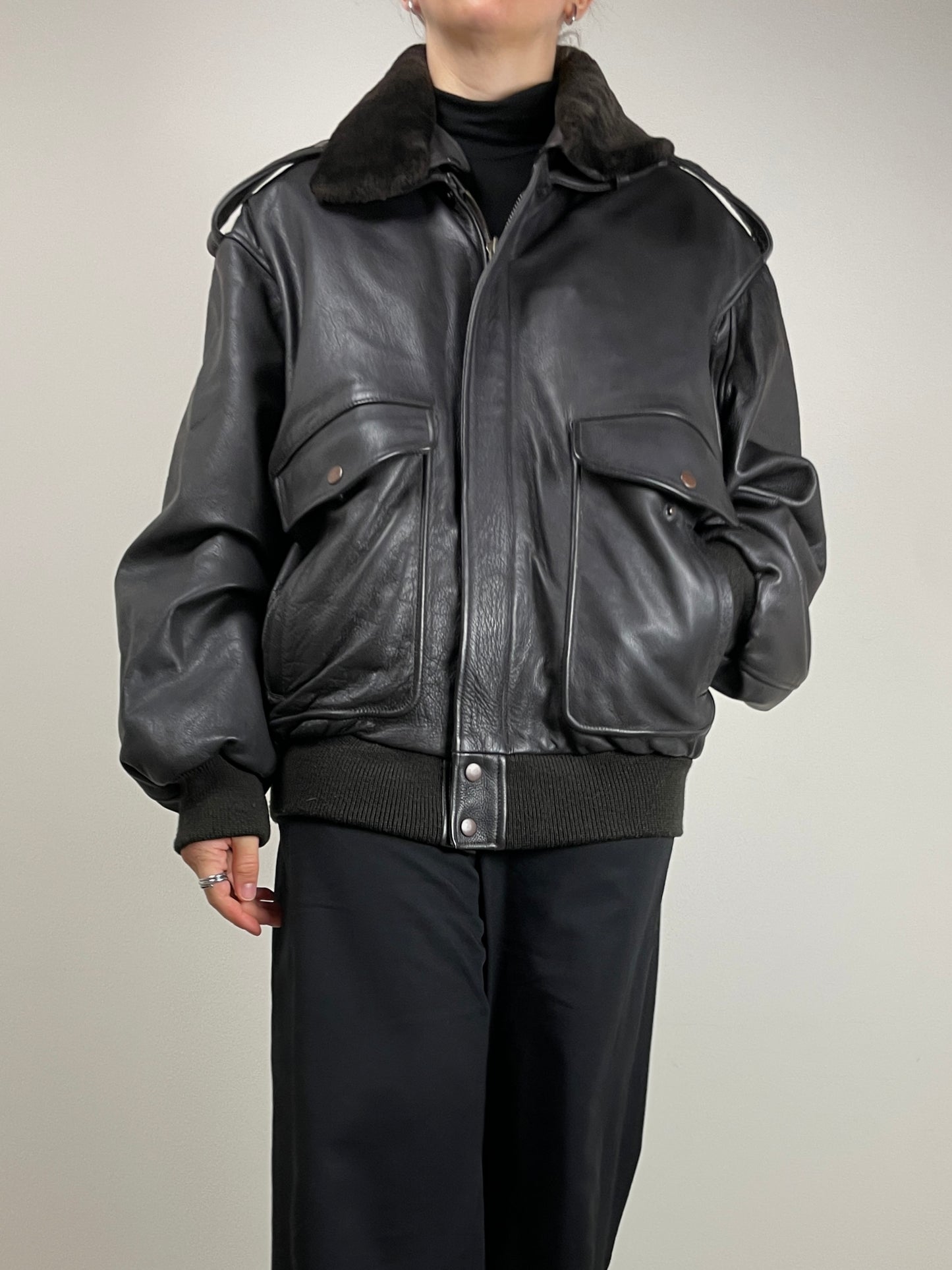 Bomber vintage in vera pelle