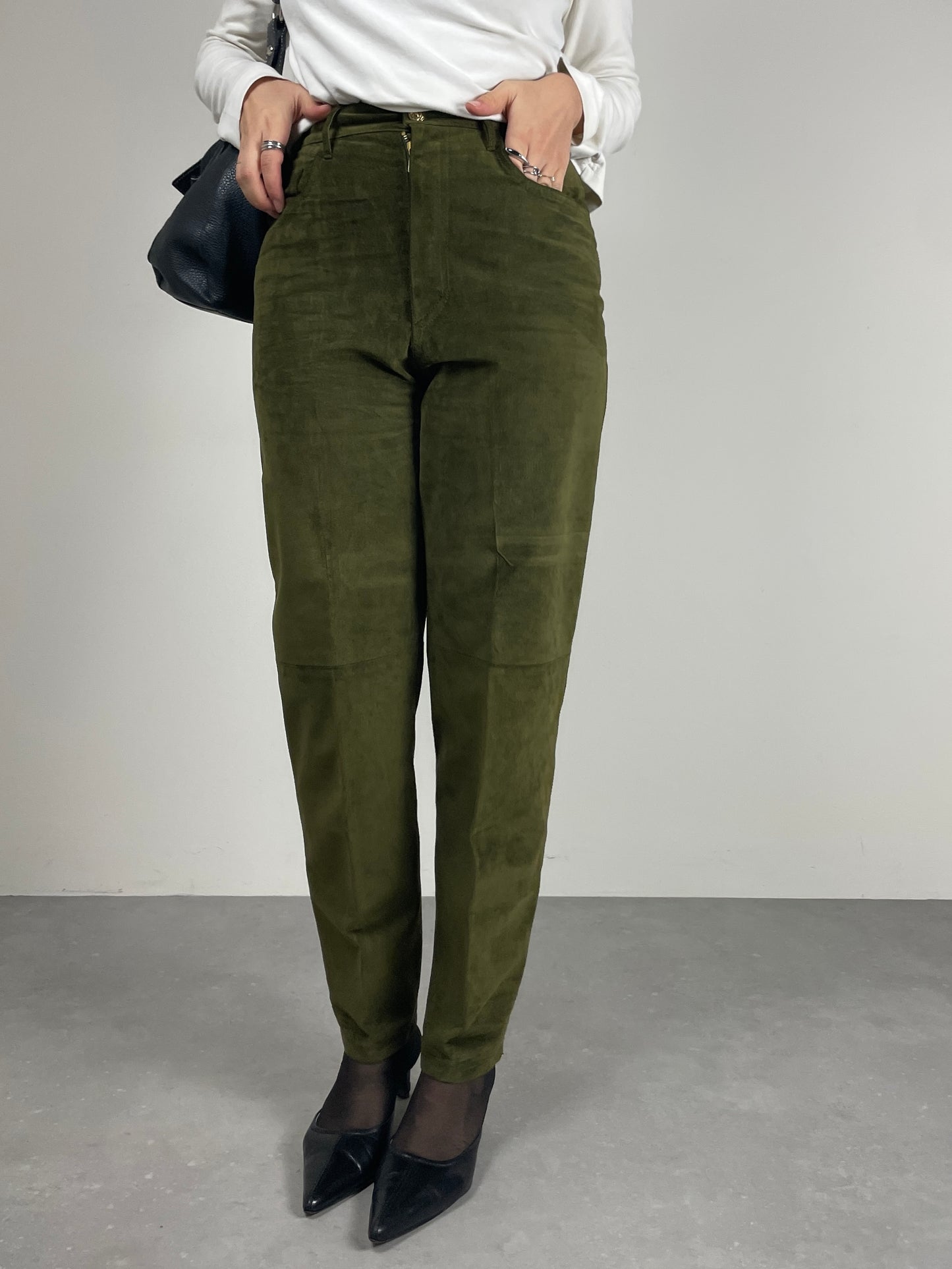 MOSCHINO pantaloni in vera pelle scamosciata