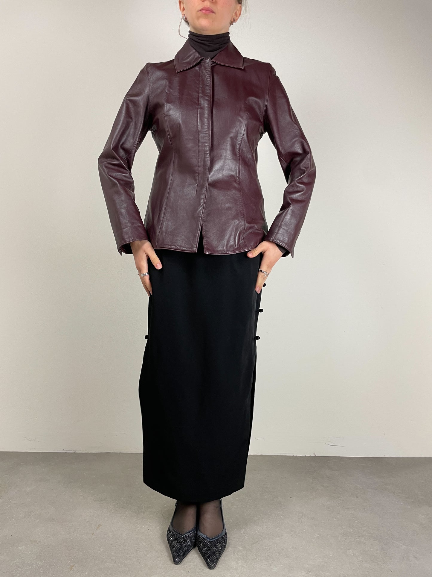 Giacca vera pelle bordeaux