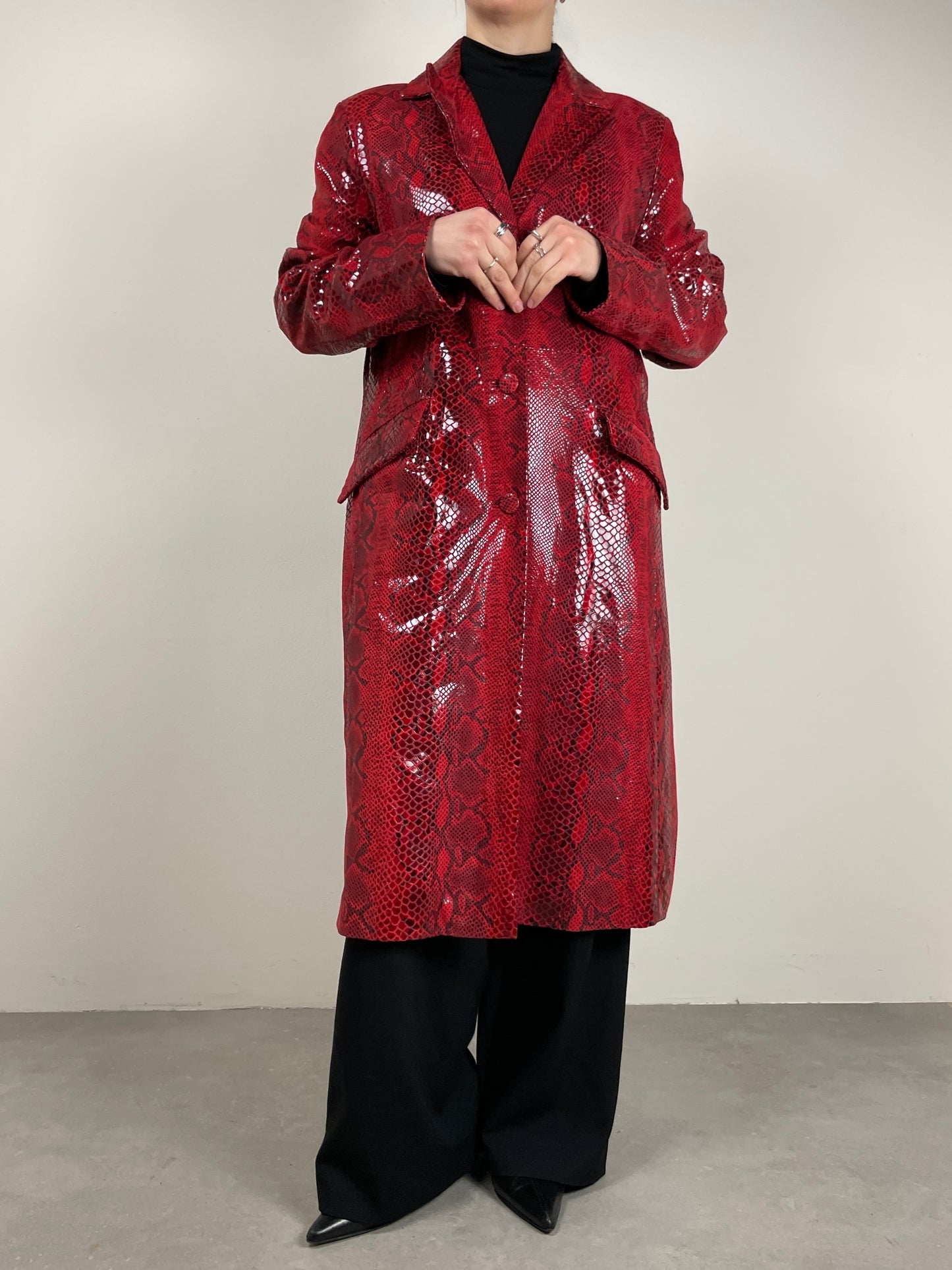 Trench in vera pelle pitonata