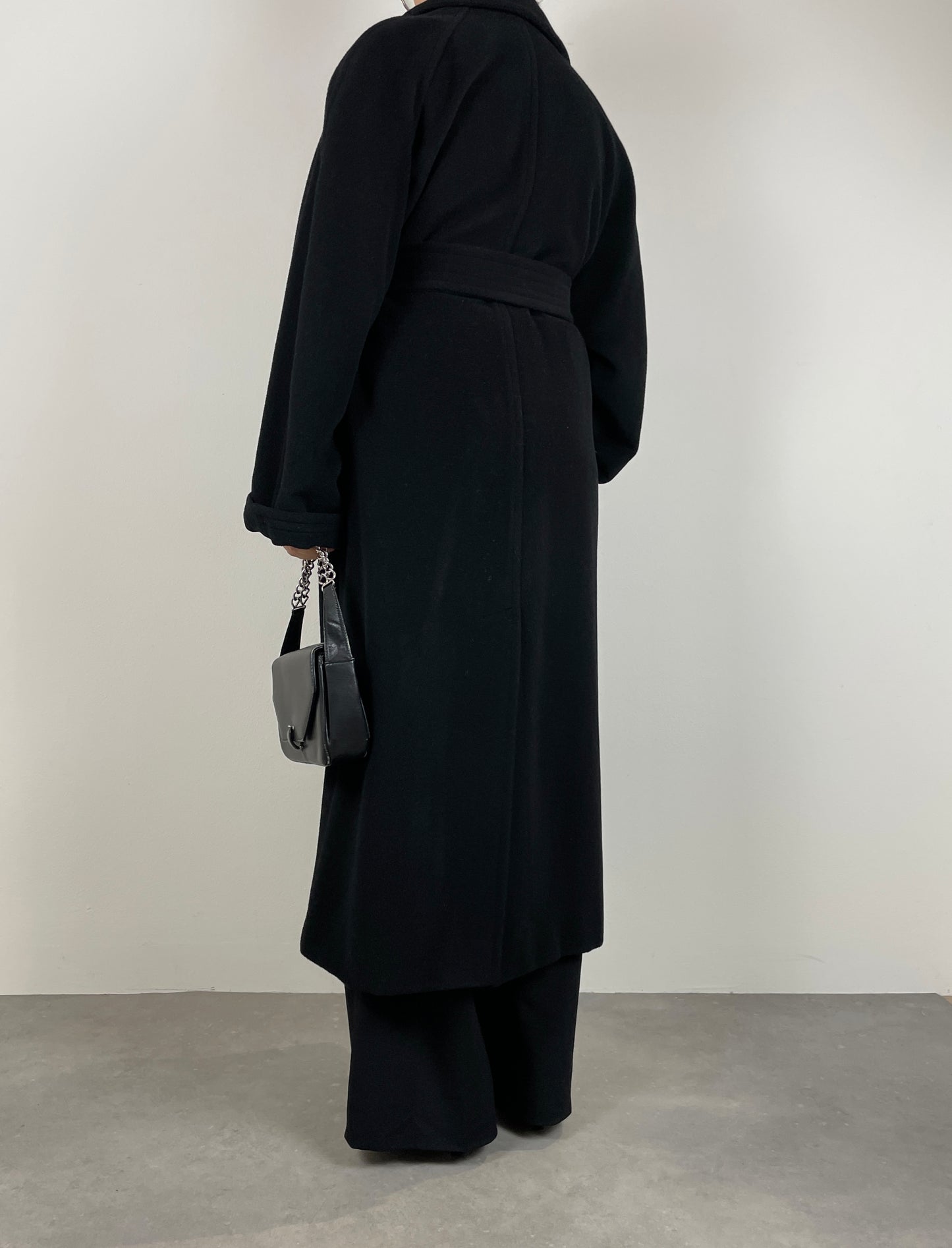 Black wool and cashmere long coat